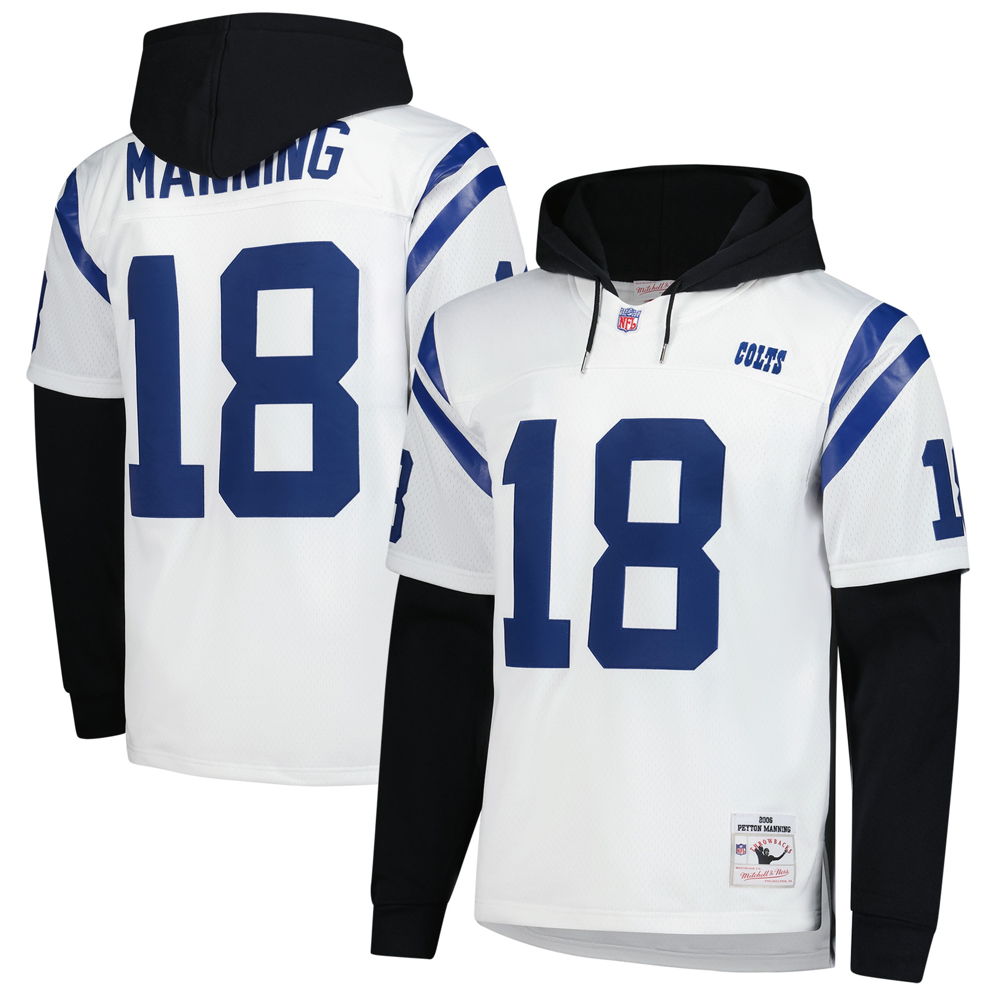 Peyton Manning Indianapolis Colts Player Name & Number Hoodie Legacy Jersey - White