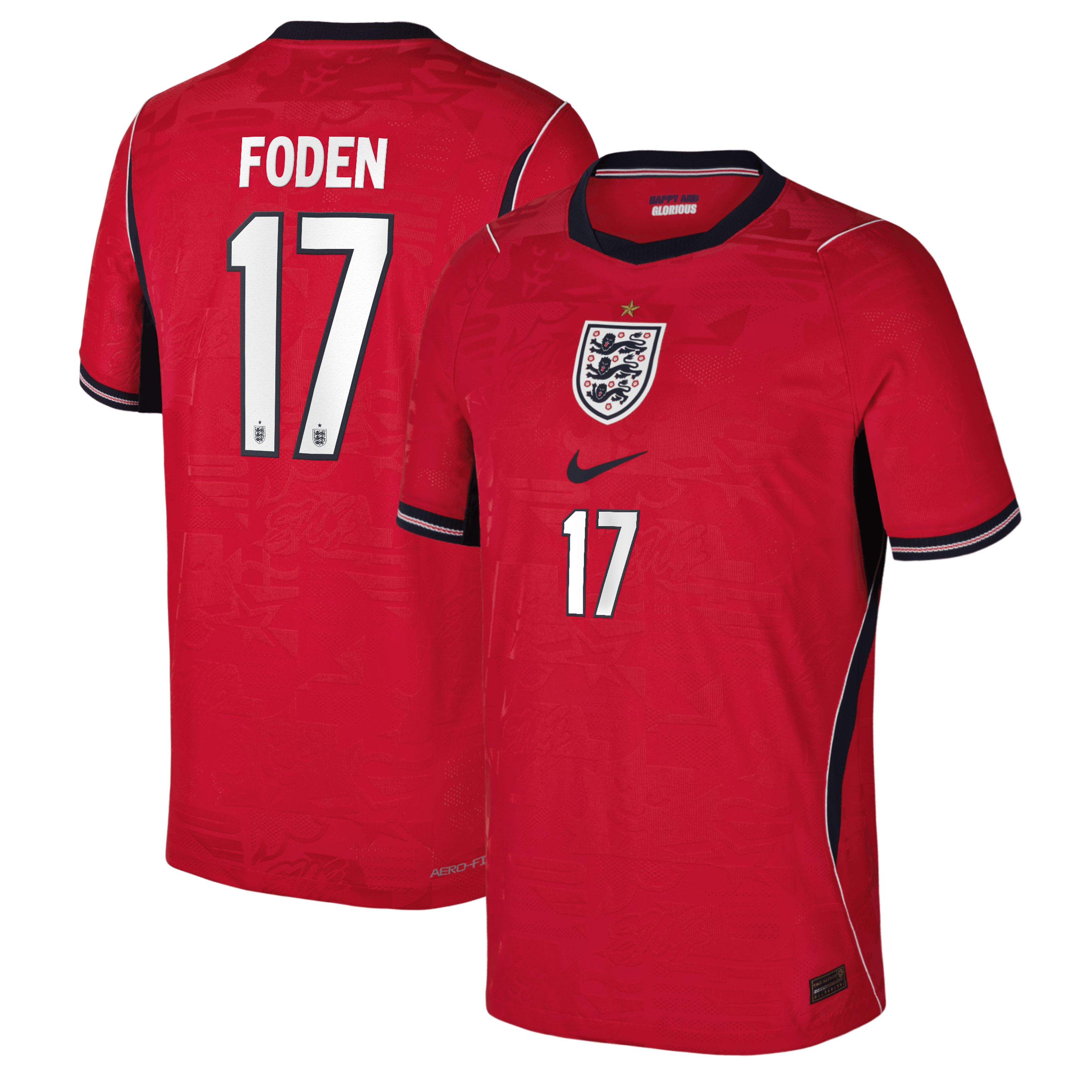 Phil Foden England National Team Youth 2026 Away Match Jersey - Red