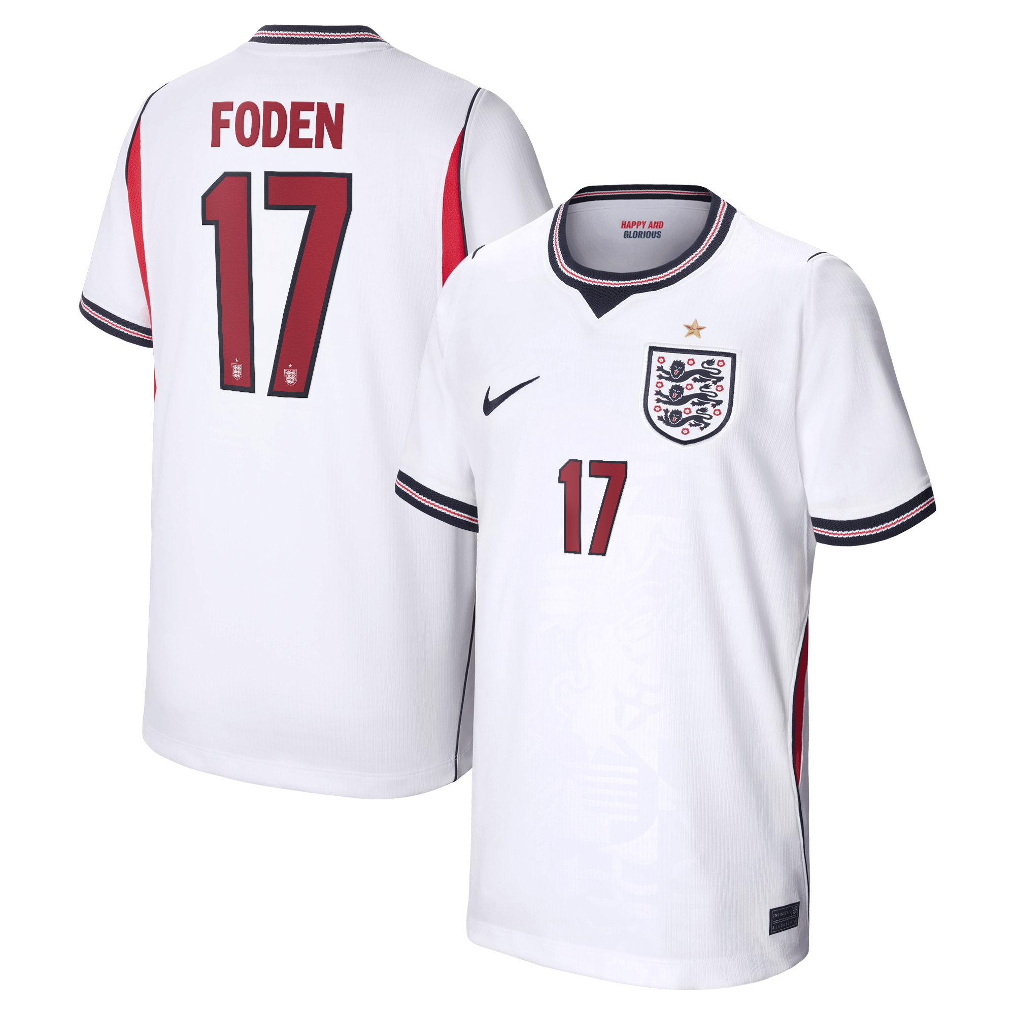 Phil Foden England National Team Youth 2026 Home Stadium Jersey
