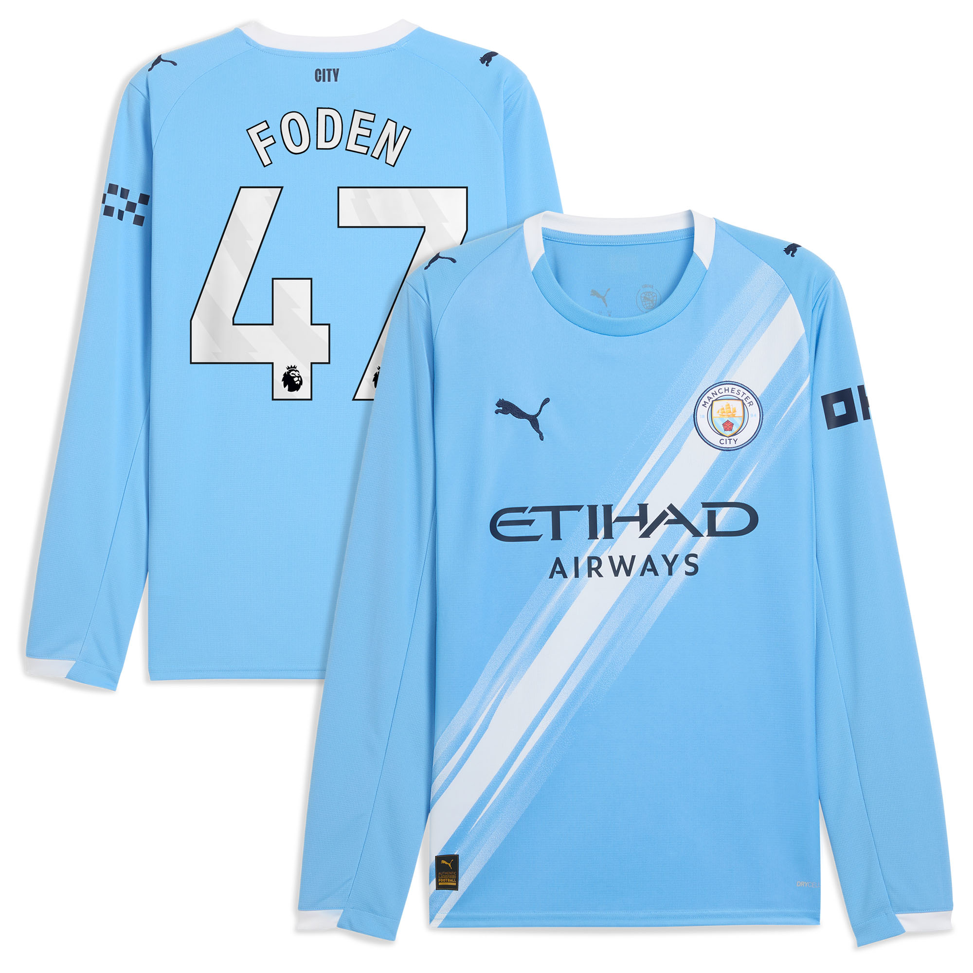 Phil Foden Manchester City Puma 2025/26 Home Long Sleeve Player Jersey - Sky Blue