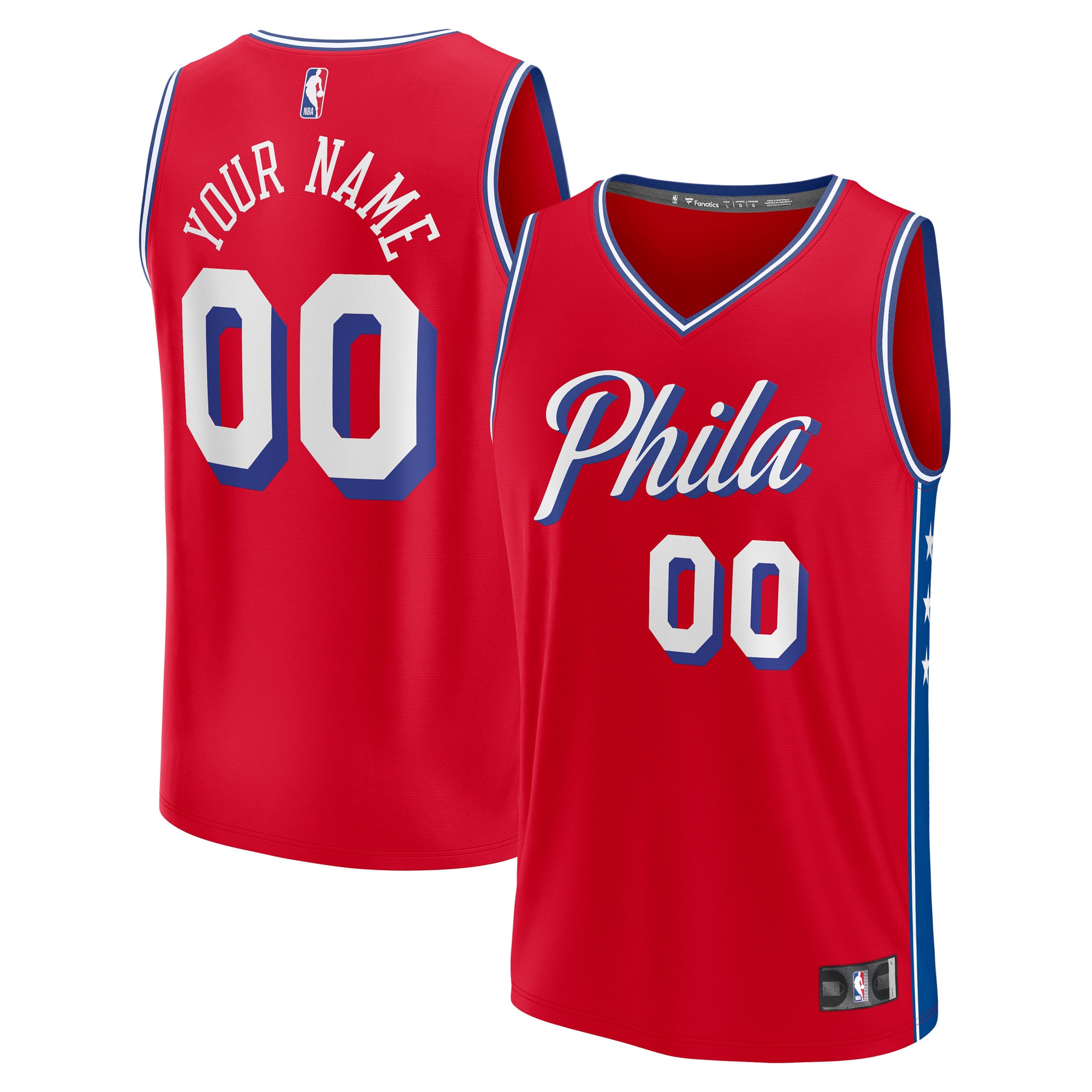 Philadelphia 76ers Fanatics Youth Fast Break Custom Jersey - Statement Edition - Red