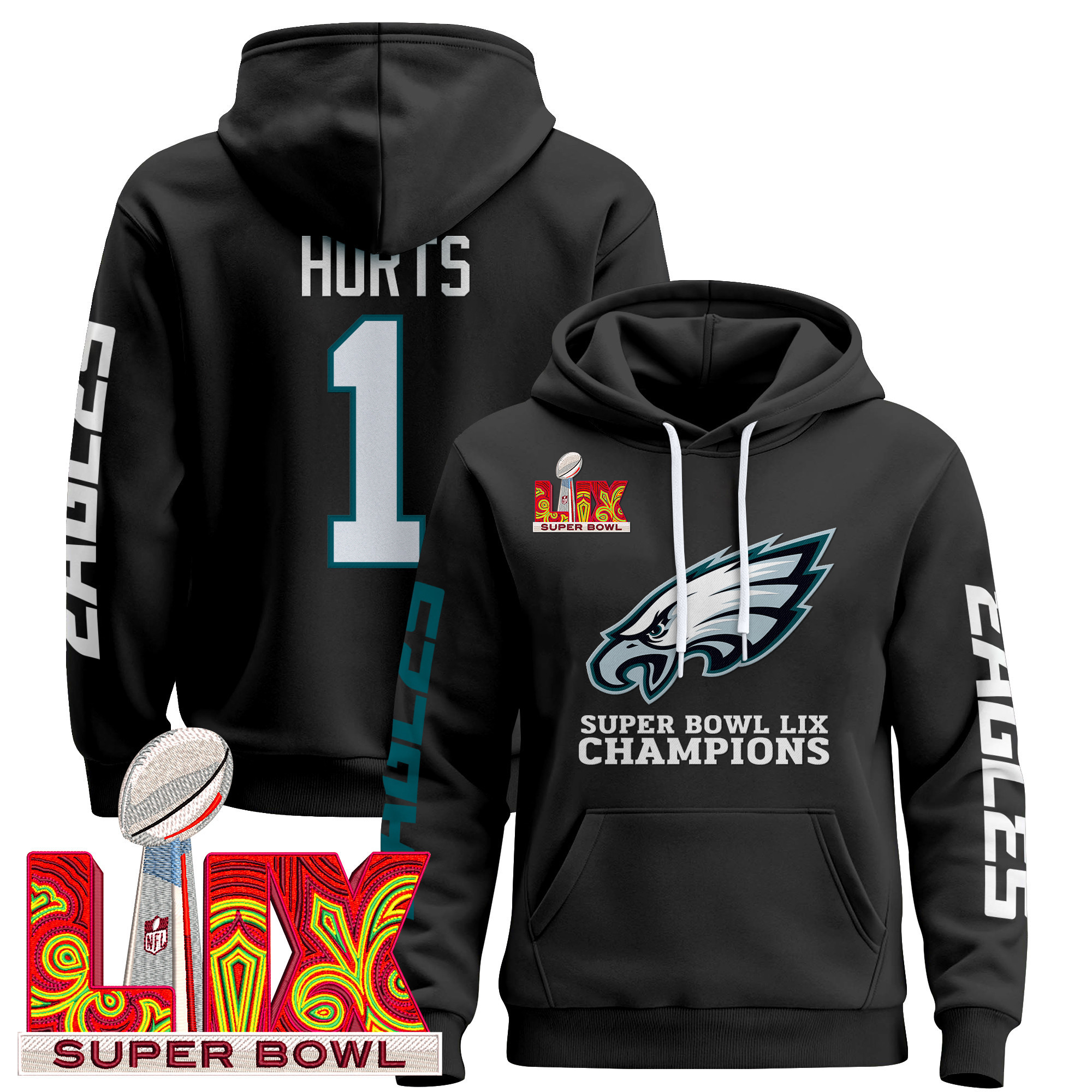 Alternative view of philadelphia Eagles Barkley Super Bowl Hoodie - Philadelphia Eagles