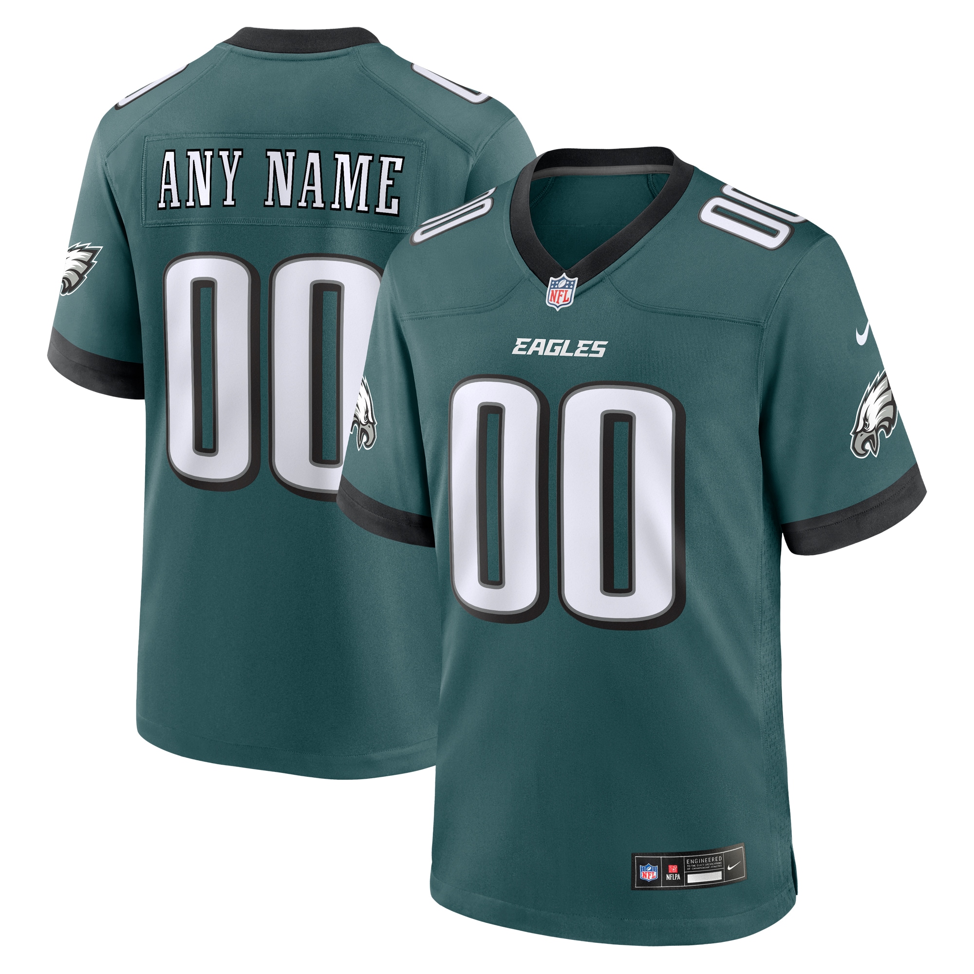 Philadelphia Eagles Custom Game Jersey - Midnight Green