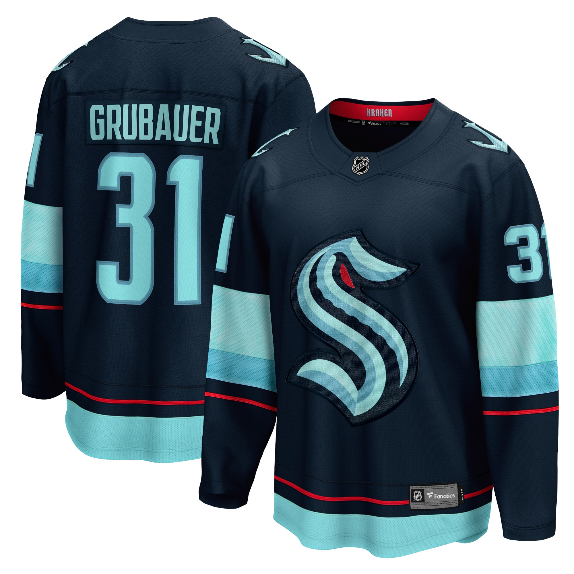 Philipp Grubauer Seattle Kraken Fanatics Home Breakaway Player Jersey - Navy