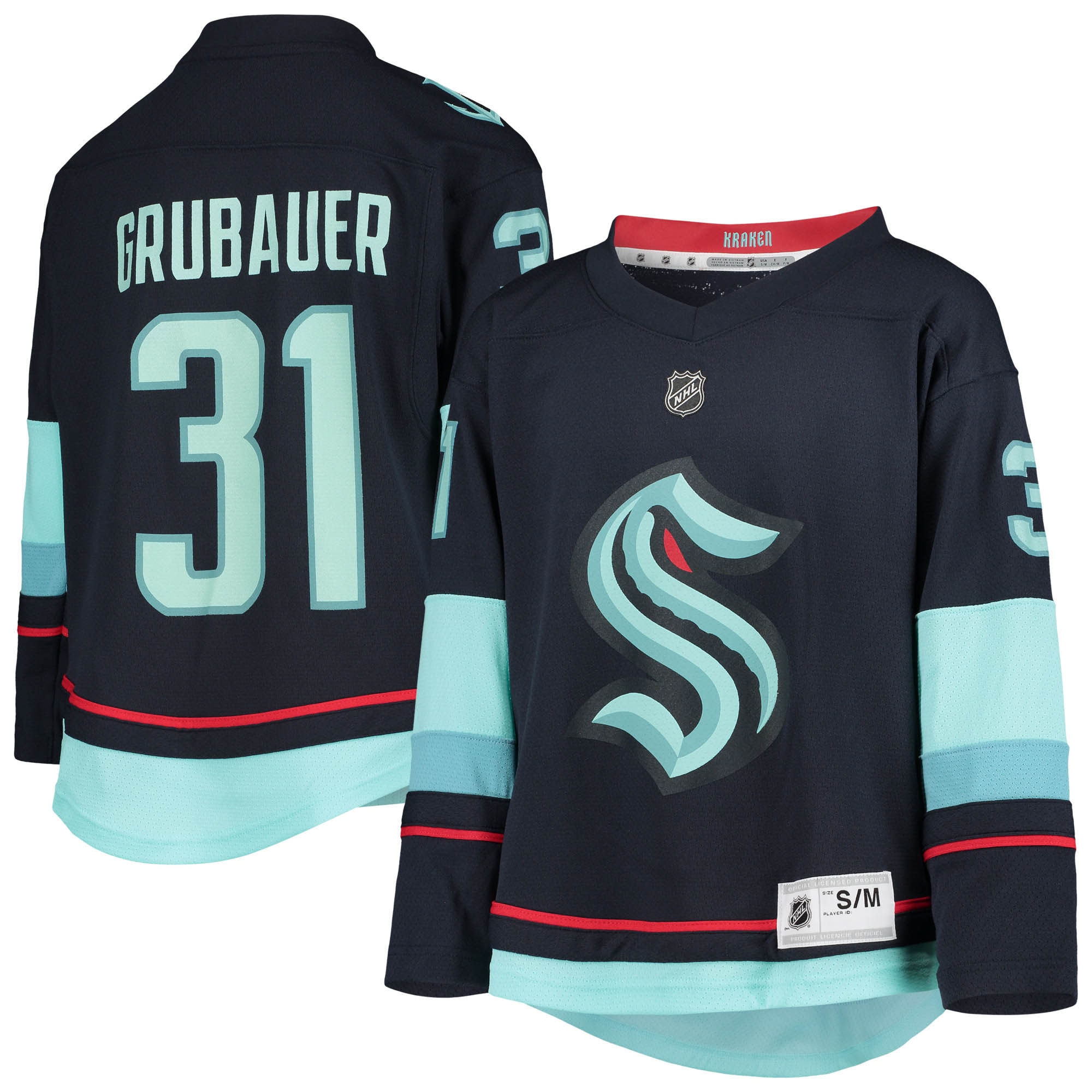Philipp Grubauer Seattle Kraken Youth Home Player Jersey - Deep Sea Blue