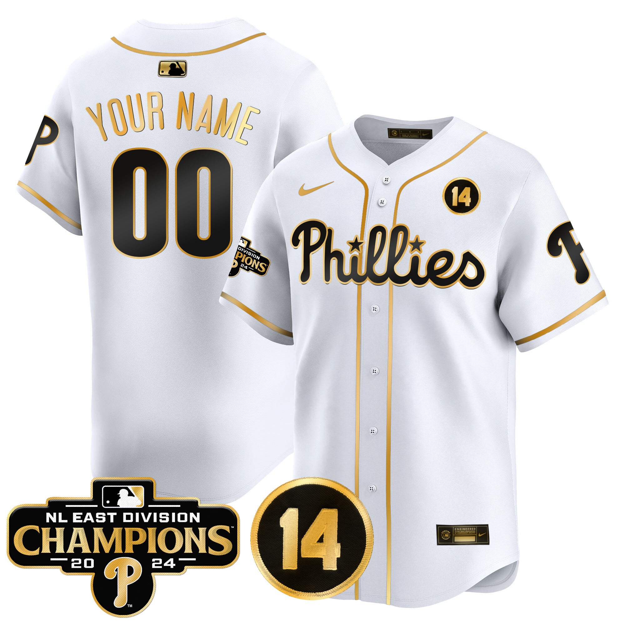 Alternative view of Phillies Black Gold Jersey - Nike - Custom 2024 Champions Edition
