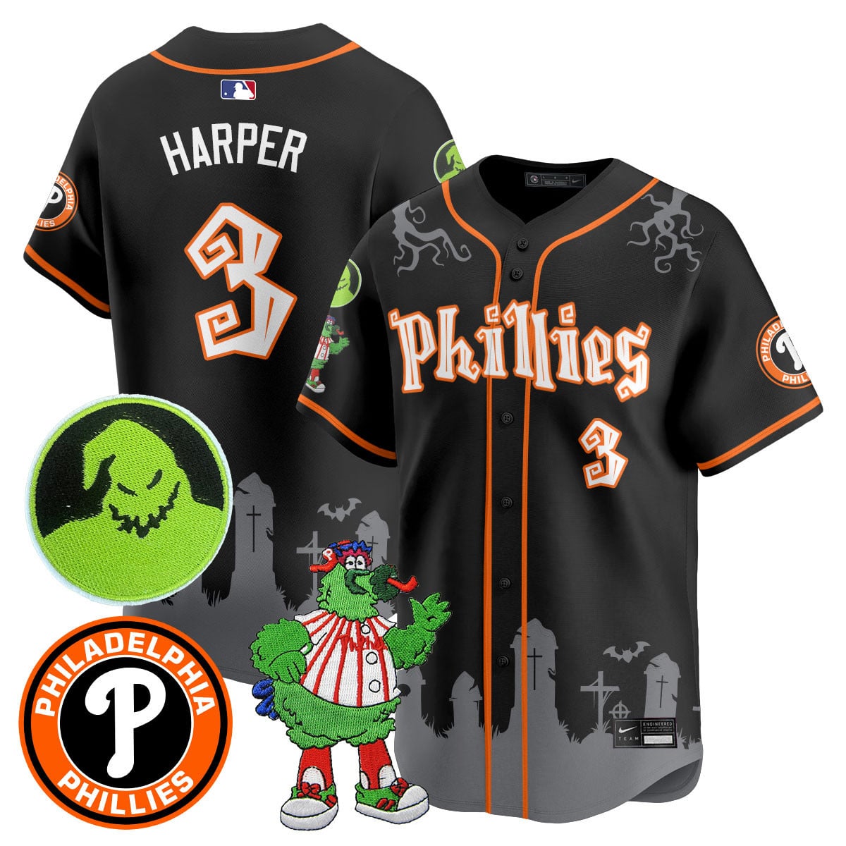 Alternative view of Phillies Bohm Halloween Jersey - Nike - Black #28