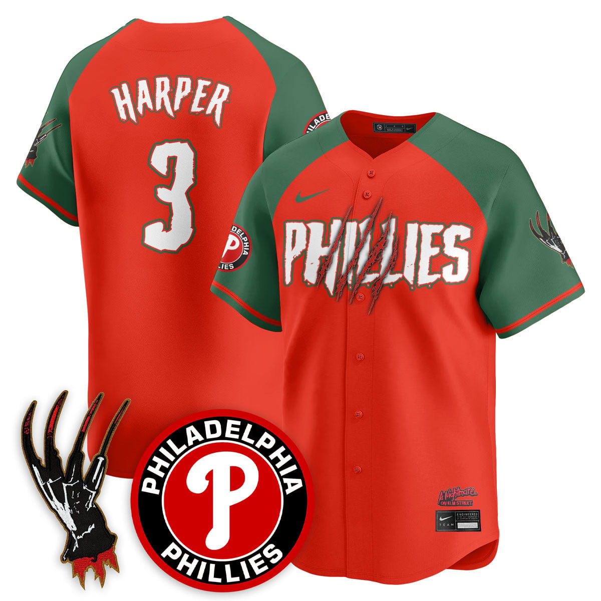 Alternative view of Phillies Freddy Krueger Jersey - Nike - Custom Bohm #28