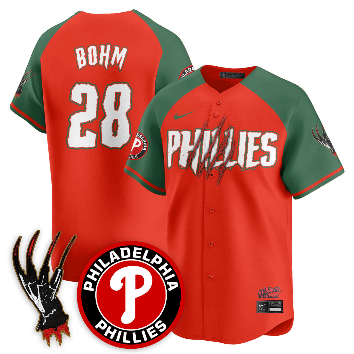 Phillies Freddy Krueger Jersey - Nike - Custom Bohm #28