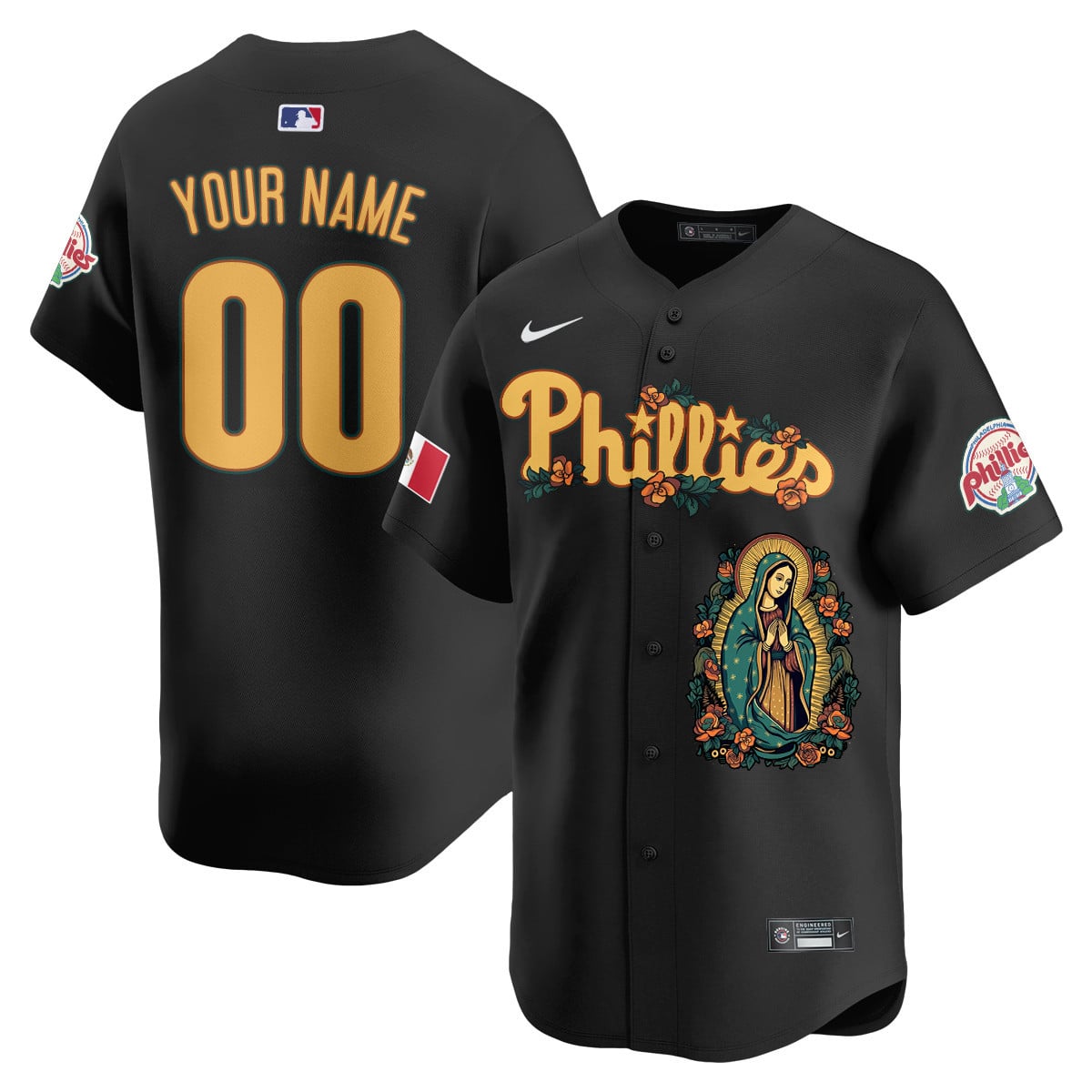 Alternative view of Phillies Green La Virgen Jersey - Nike - Custom Baseball