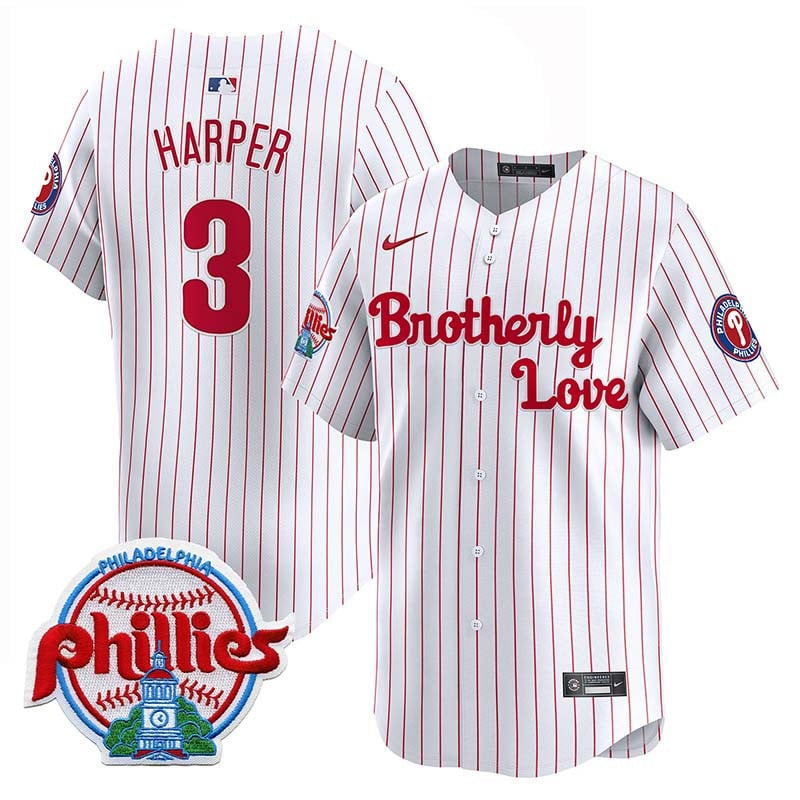 Phillies Harper #3 Jersey - Nike - White Pinstripe Edition