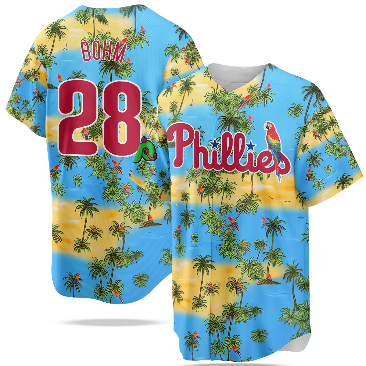 Phillies Hawaiian Shirt Bohm - Phillies Bohm #28 Hawaiian Shirt