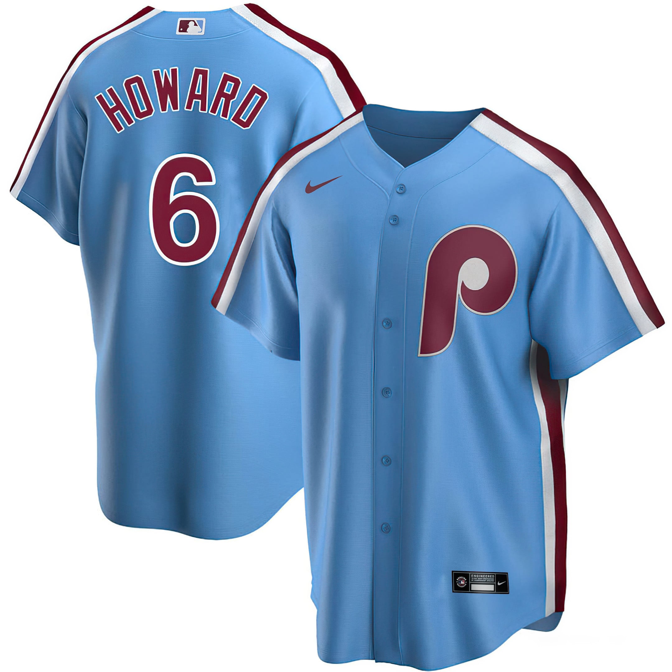 Phillies Howard Light Blue Jersey - Nike Phillies Howard #6 Light Blue