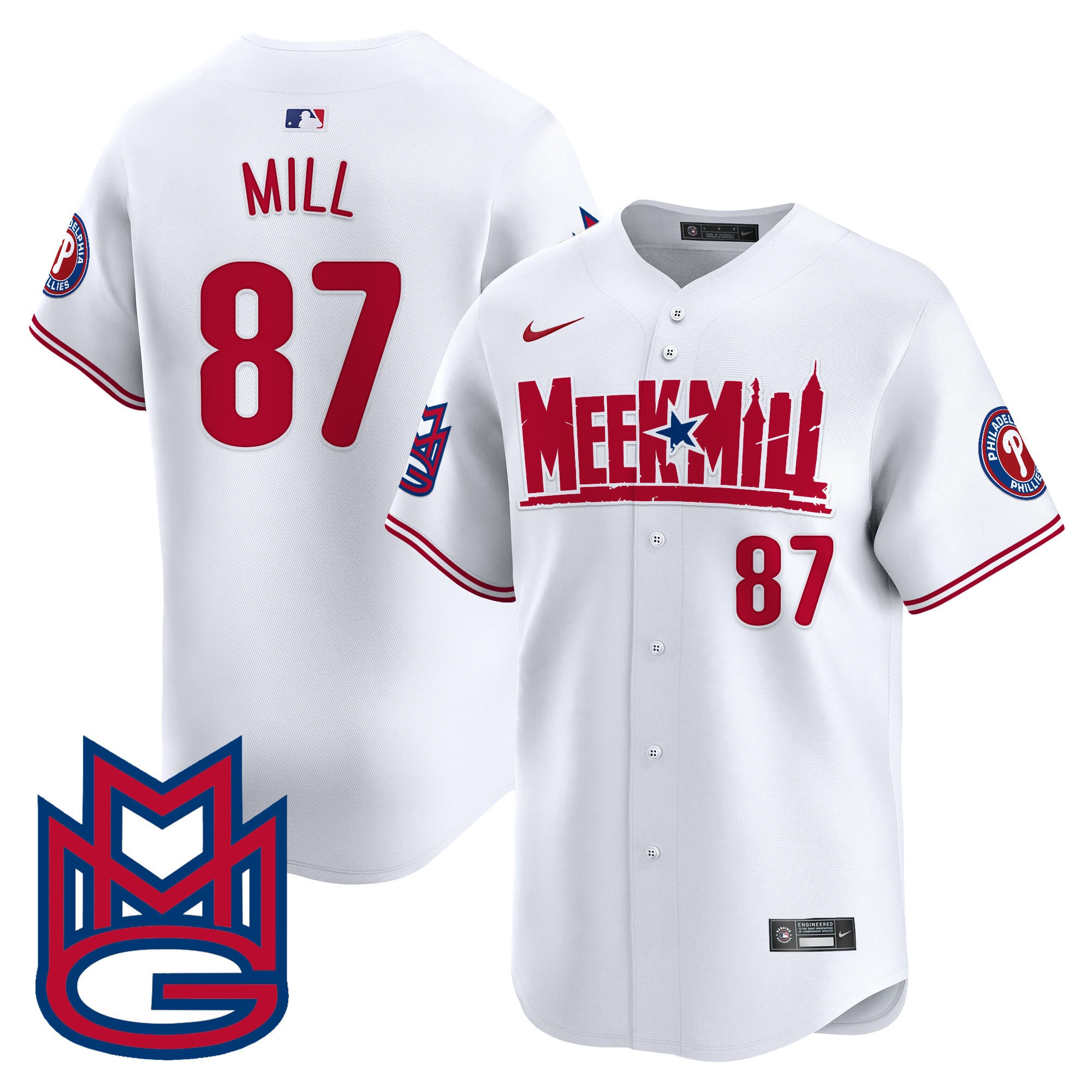 Phillies Meek Mill Jersey - Nike Philadelphia Phillies Meek Mill White