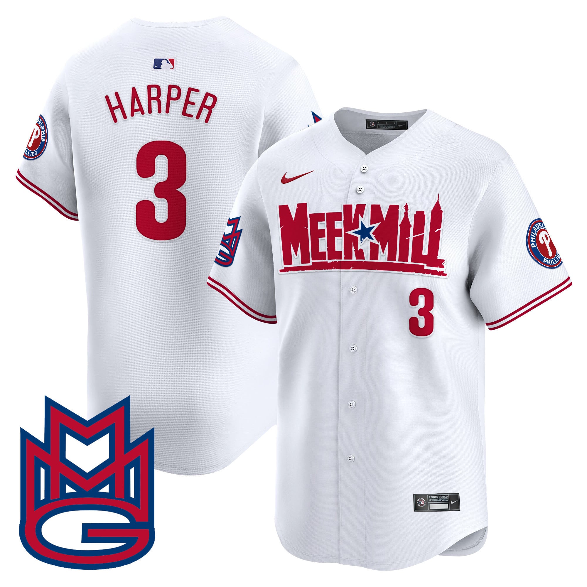 Alternative view of Phillies Meek Mill Jersey - Nike Philadelphia Phillies Meek Mill White