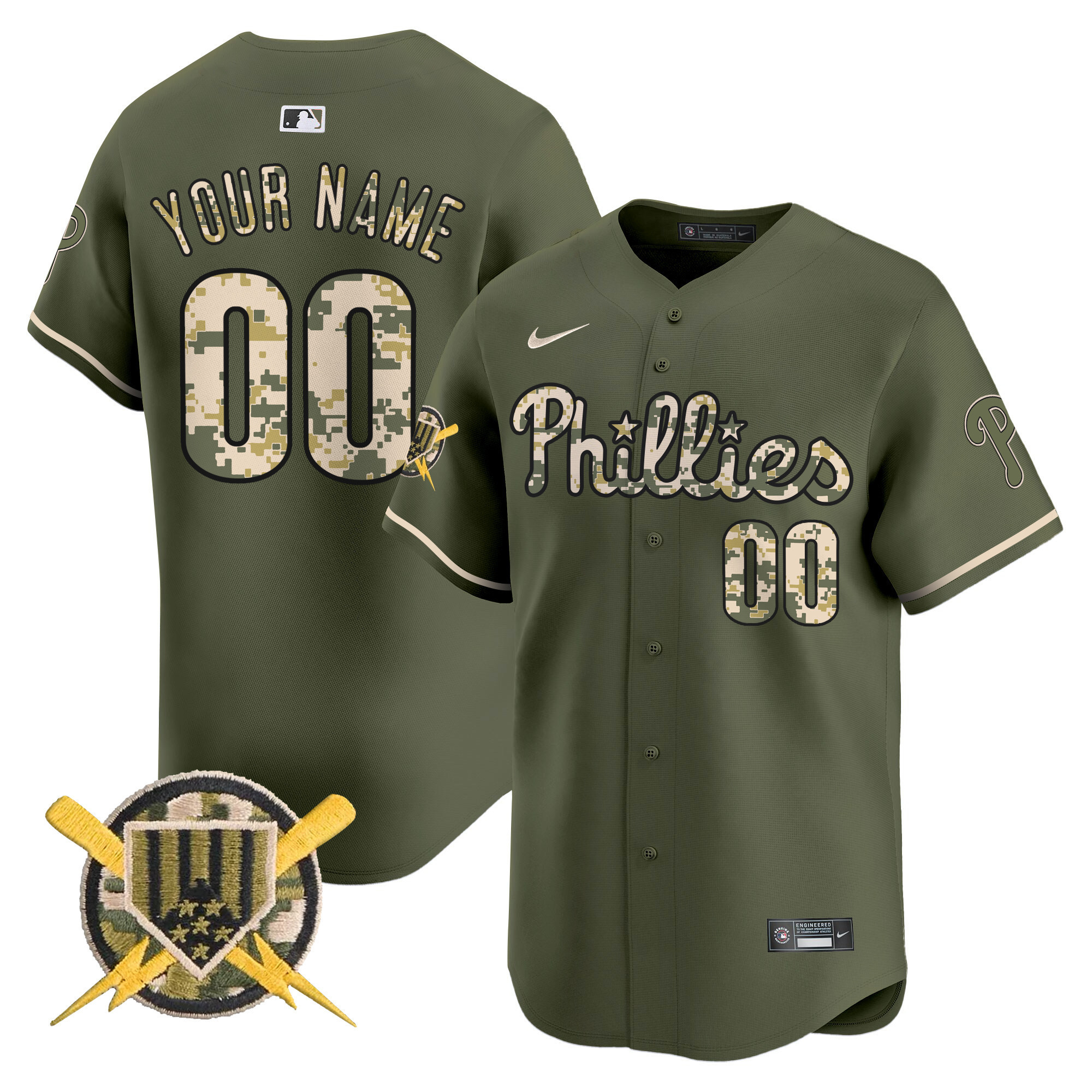 Phillies Olive Green Jersey - Nike - Camo Edition