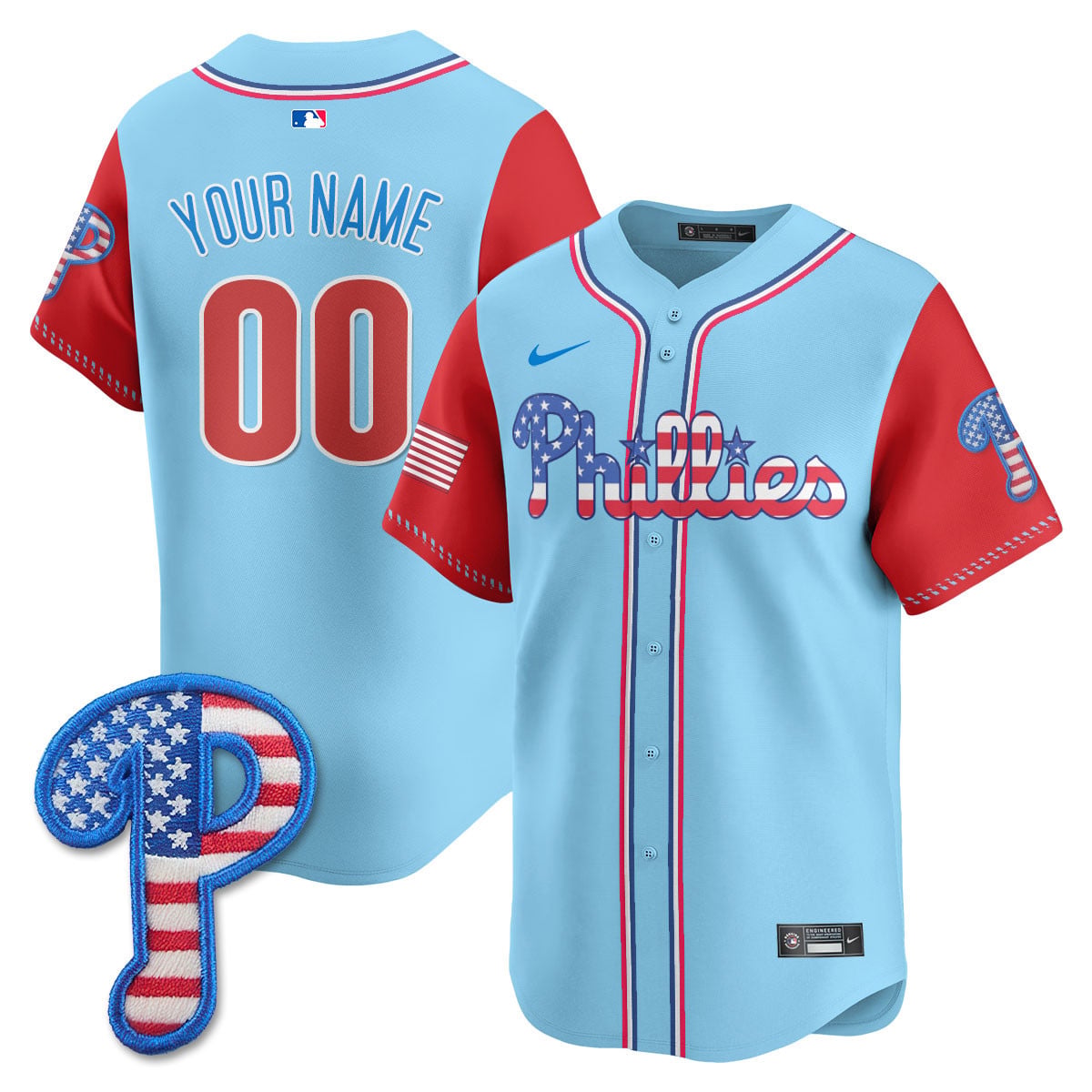 Phillies Patriotic Light Blue Jersey - Nike Phillies Light Blue