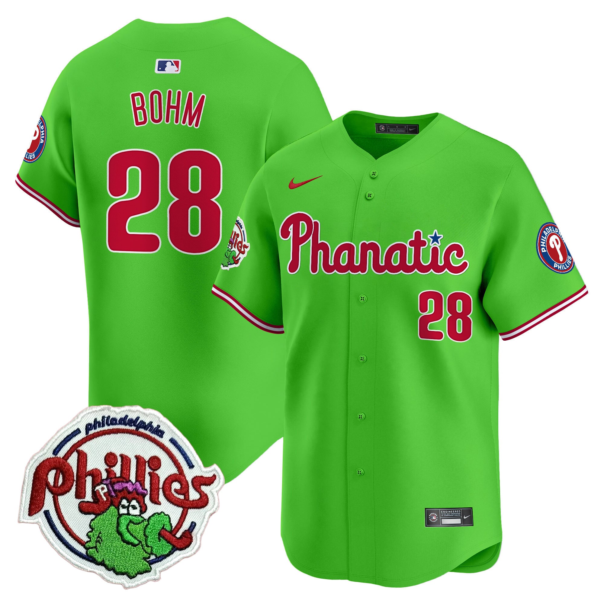 Alternative view of Phillies Phanatic Lime Jersey - Nike Phillies Phanatic #3 Jersey