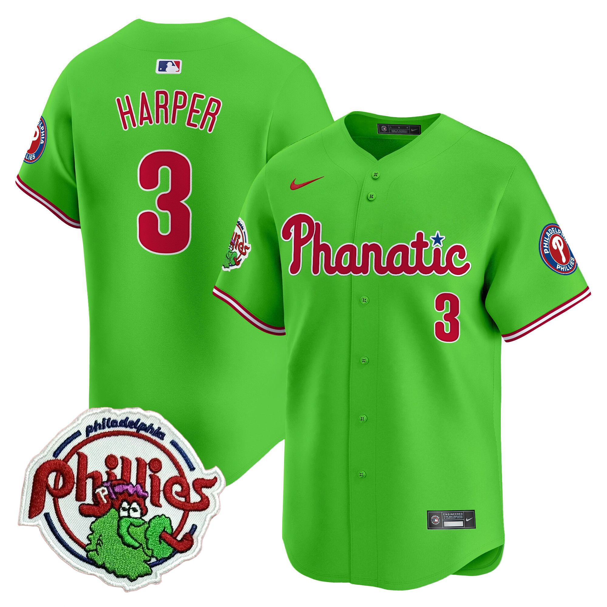 Phillies Phanatic Lime Jersey - Nike Phillies Phanatic #3 Jersey