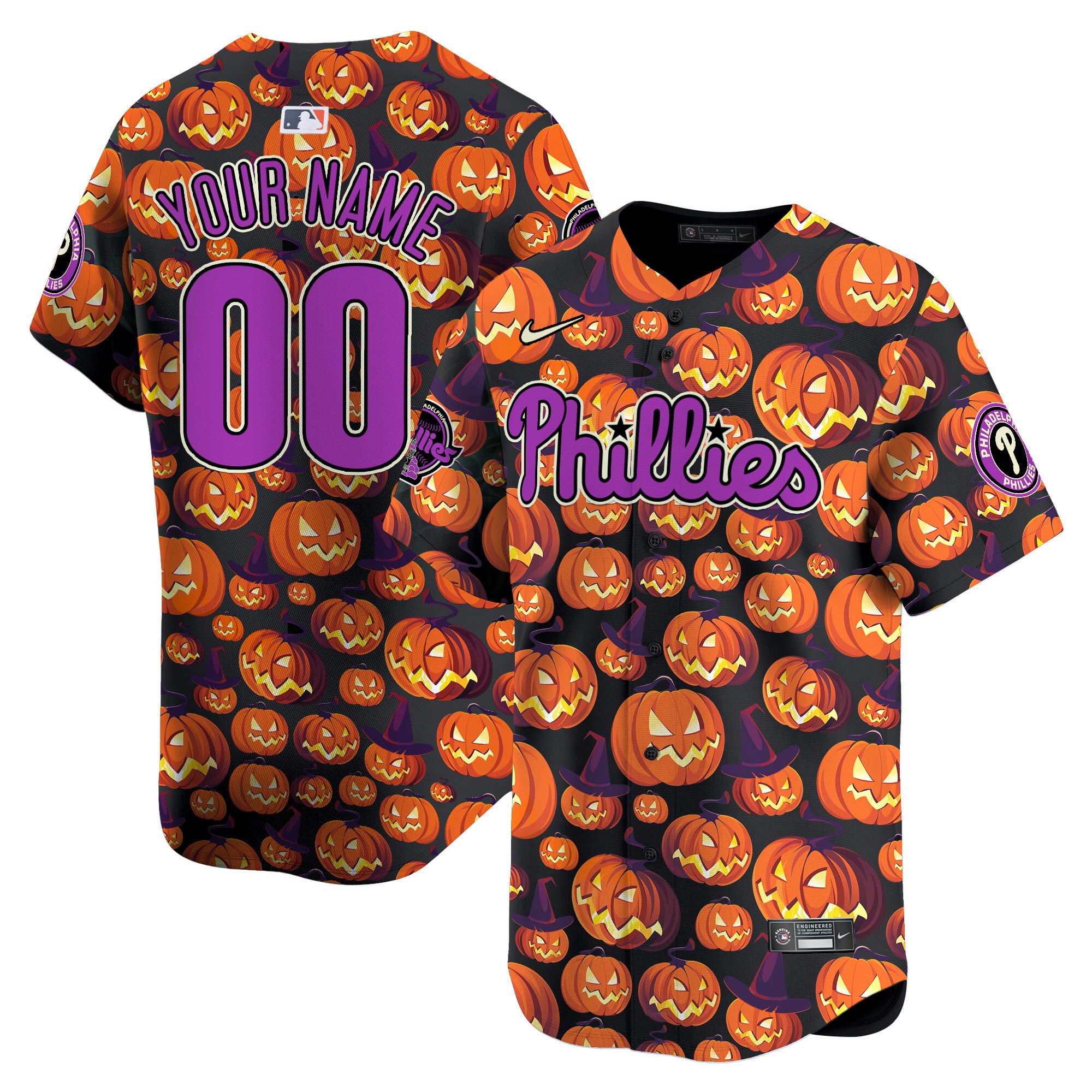 Phillies Pumpkin Halloween Jersey - Nike - Customizable
