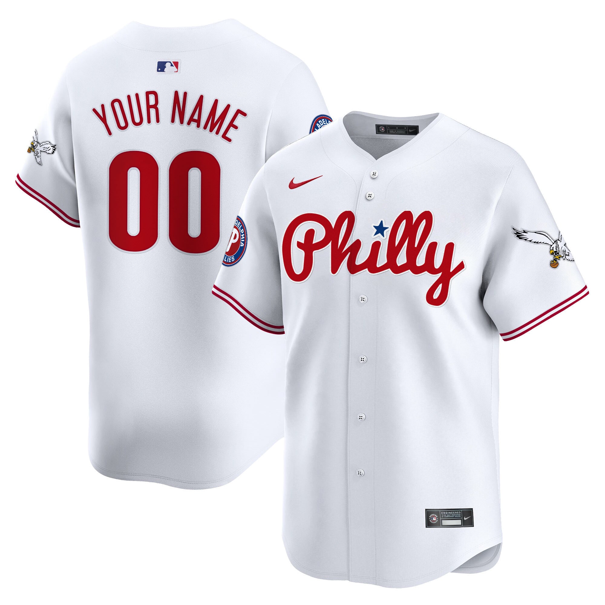 Phillies White Alternate Jersey - Nike - Custom Baseball Style