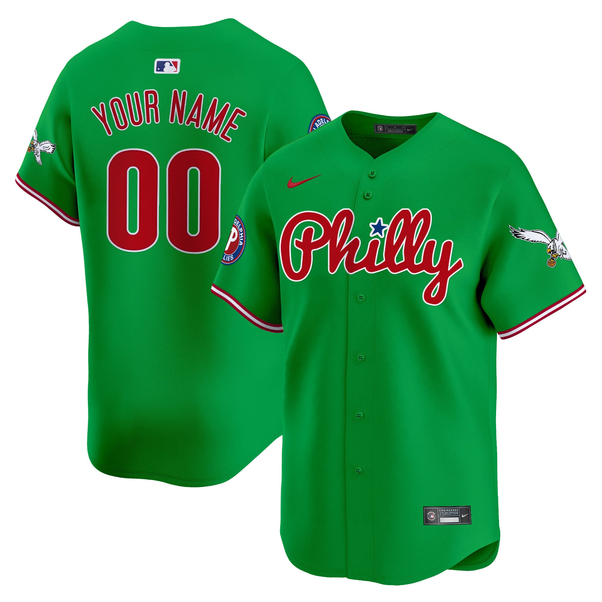 Alternative view of Phillies White Alternate Jersey - Nike - Custom Baseball Style