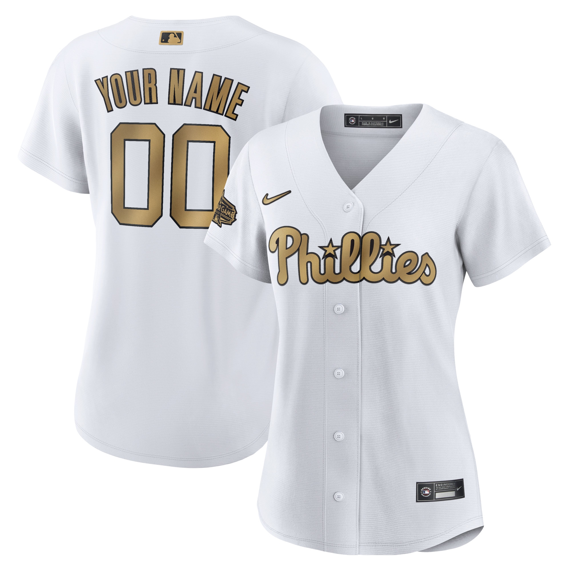 Phillies White Gold Jersey - Nike Phillies White & Gold Custom Jersey
