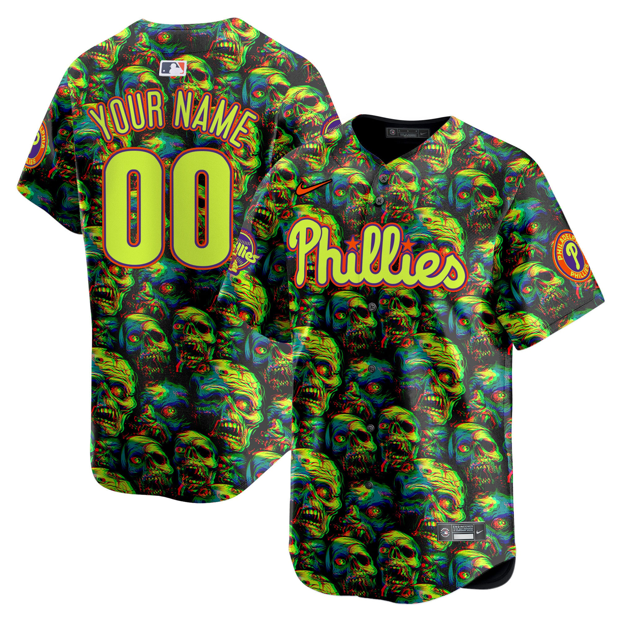 Phillies Zombie Jersey - Nike - Custom Halloween Baseball Shirt