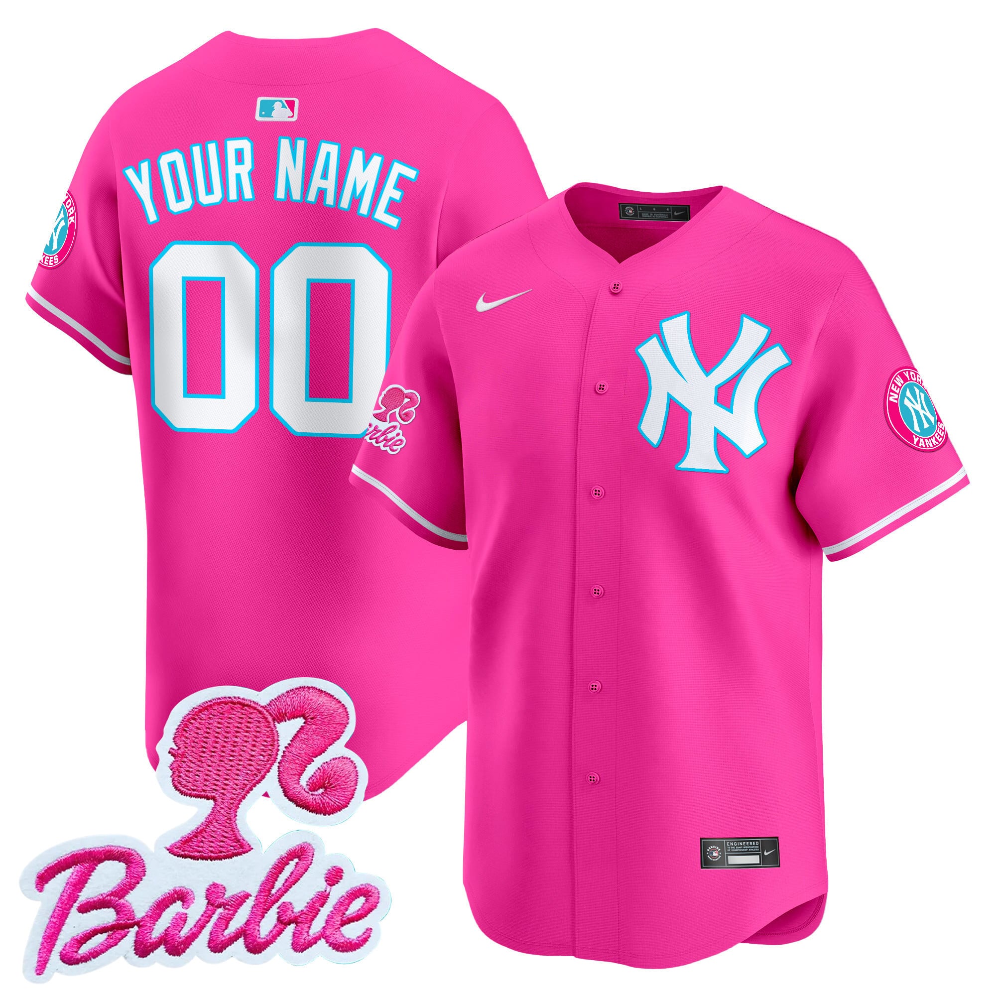 Pink Yankees Barbie Jersey - Nike - Custom Baseball Style