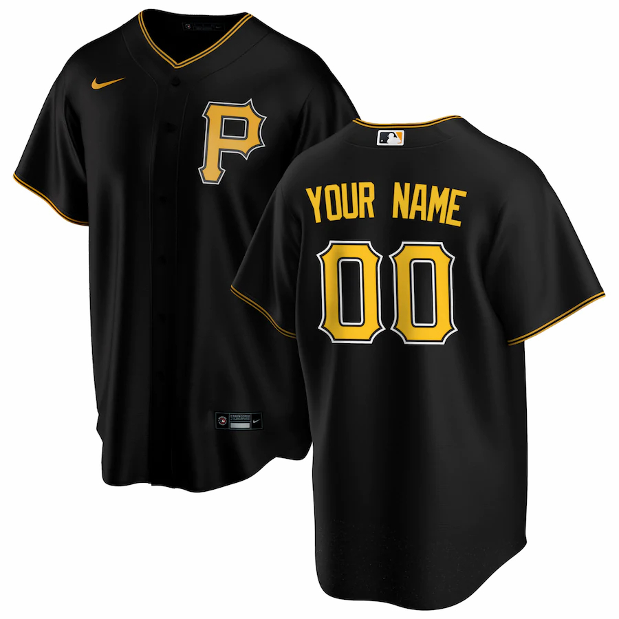 Pirates Black Alternate Custom Jersey - Nike - Personalized MLB