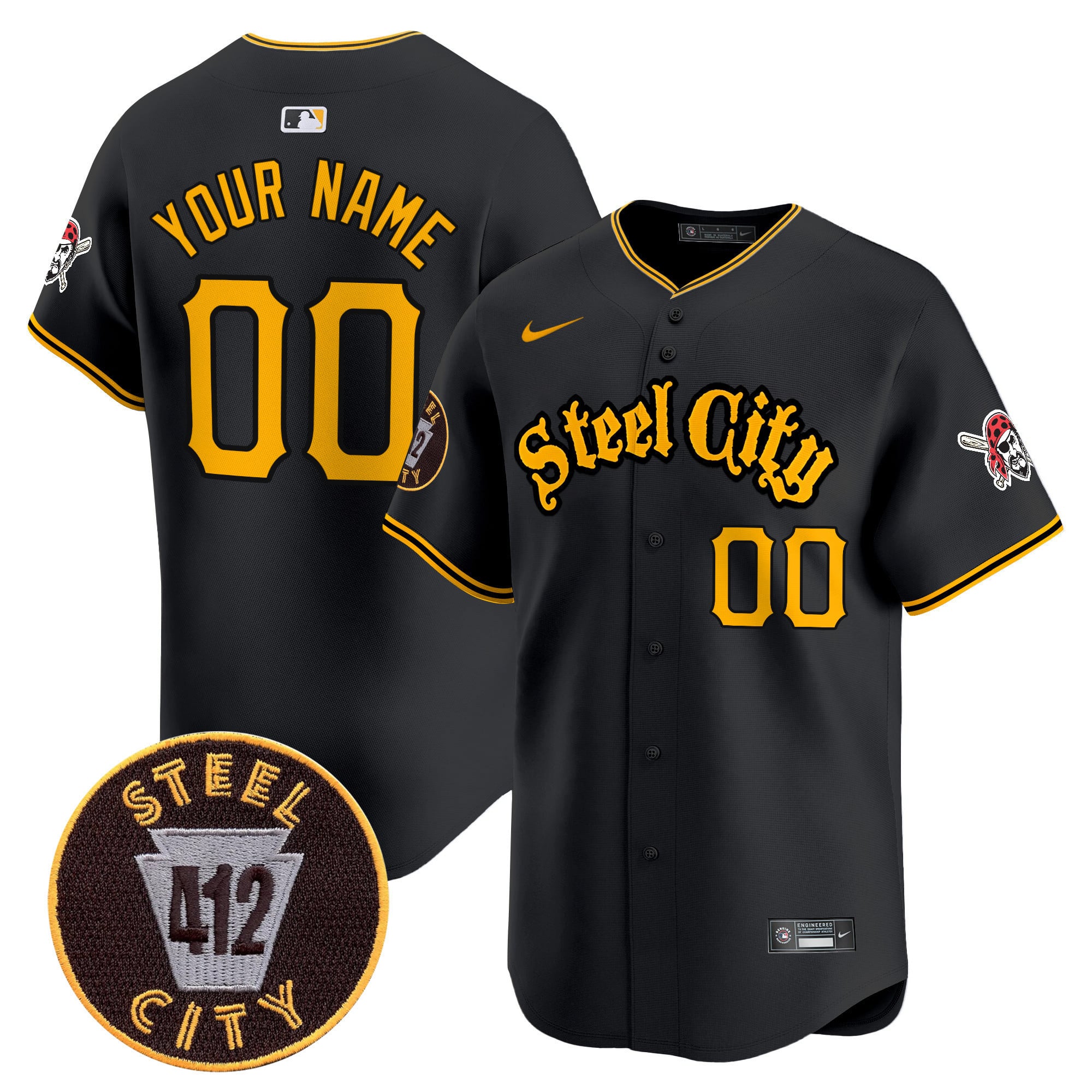 Alternative view of Pirates Steel City Jersey - Nike - Custom White MLB