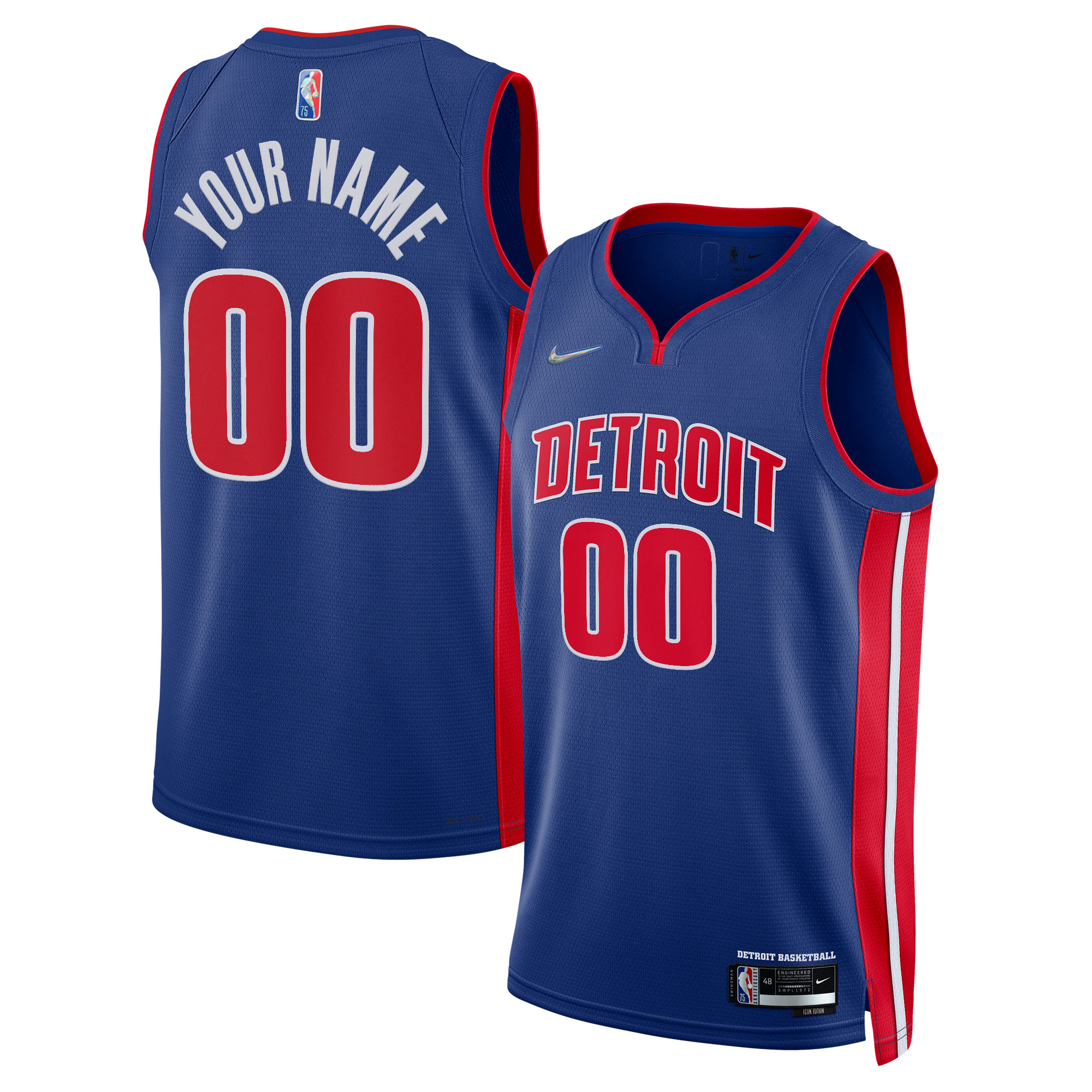 Pistons Custom Navy Jersey - Nike - Icon Edition
