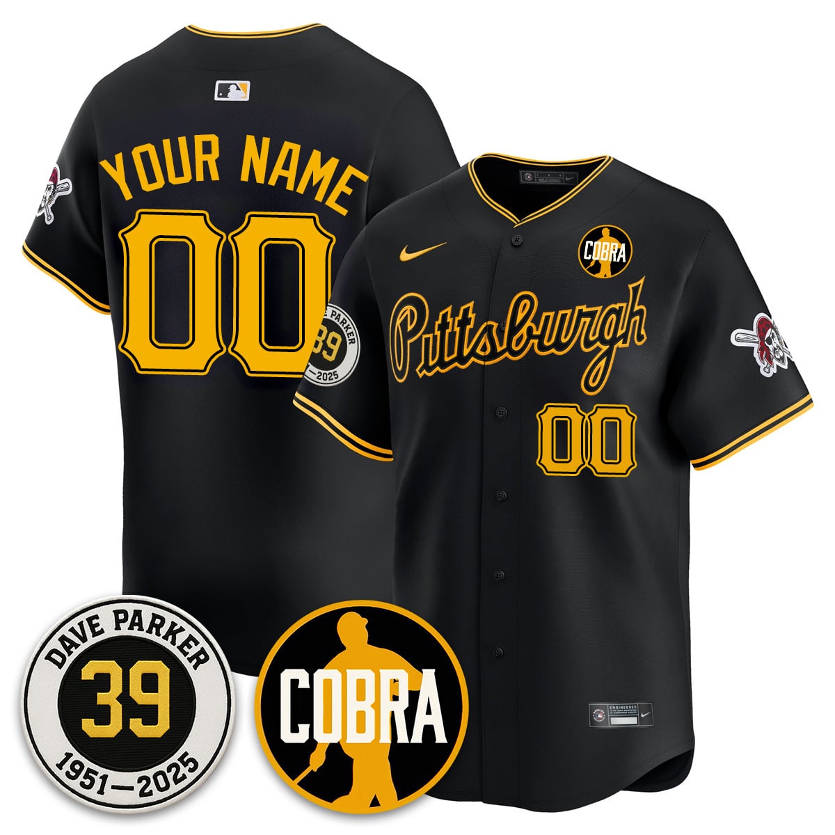 Pittsburgh Cobra Black Jersey - Nike - Custom Baseball Style