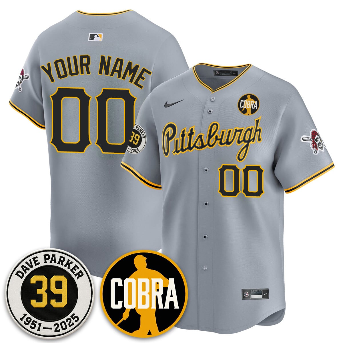 Alternative view of Pittsburgh Cobra Black Jersey - Nike - Custom Baseball Style