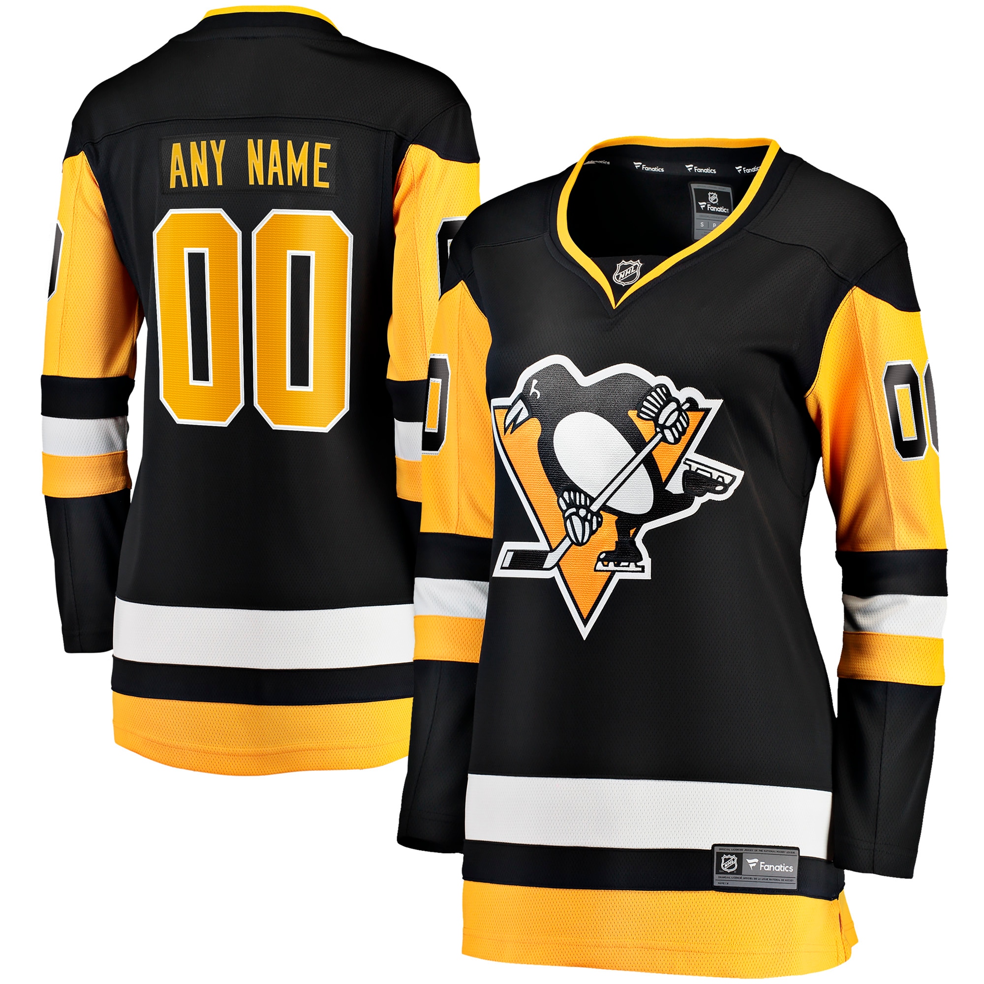 Pittsburgh Penguins Fanatics Women's Home Breakaway Custom Jersey - Black