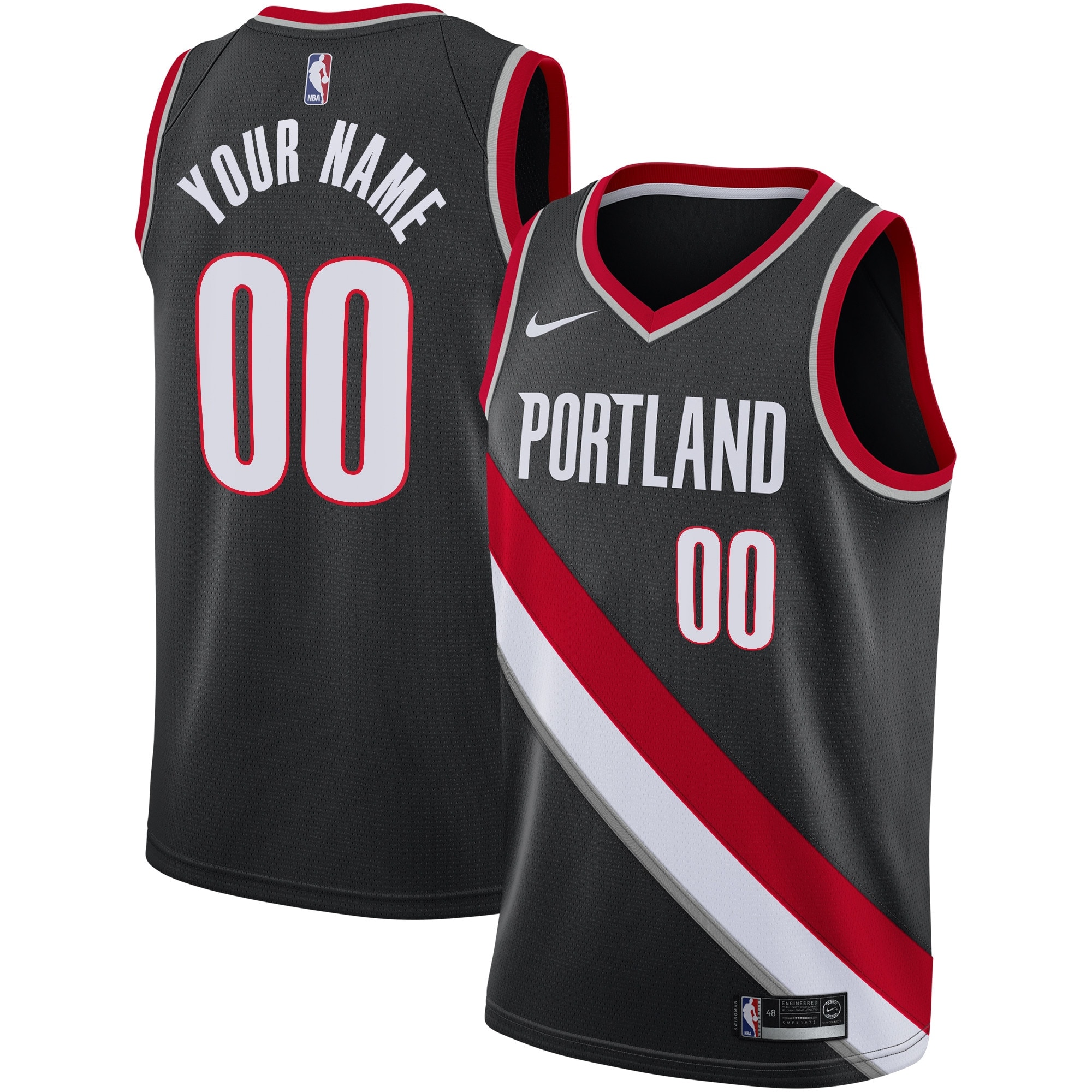 Portland Blazers Black Jersey - Nike - Custom Edition