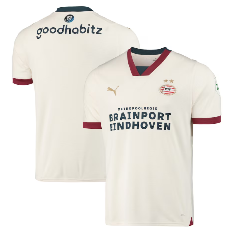 PSV Eindhoven Away Jersey Cream 2023-24 - Ultimate Fan Kit for 1st Place