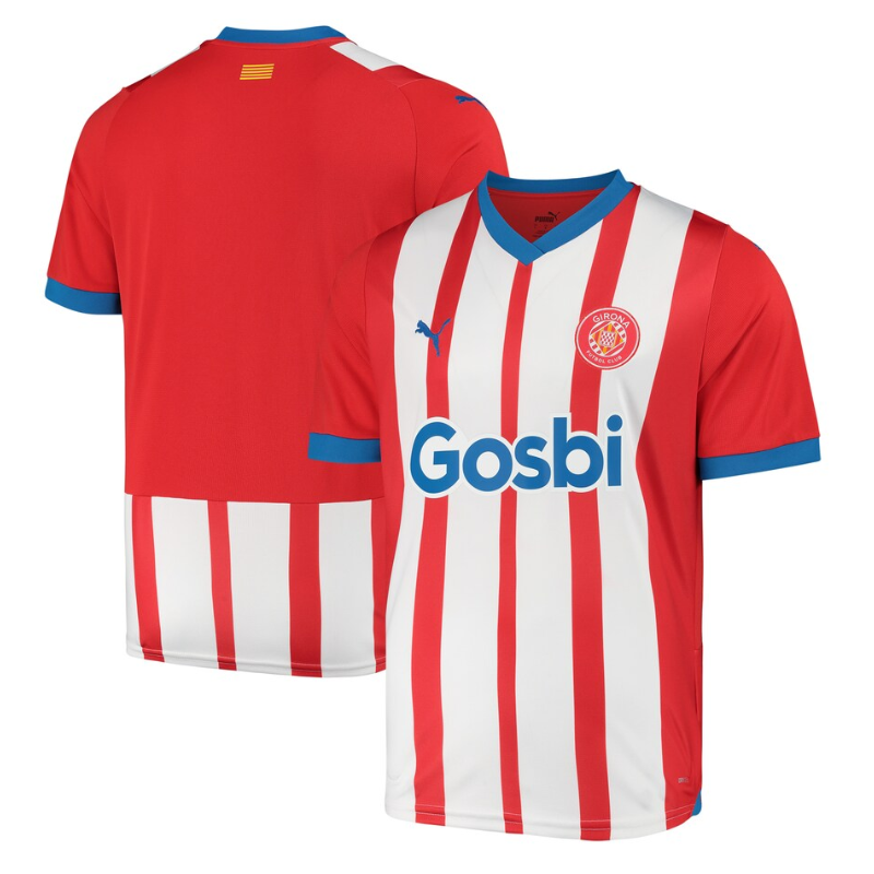 Puma Girona Home Jersey - Red & White Striped Soccer