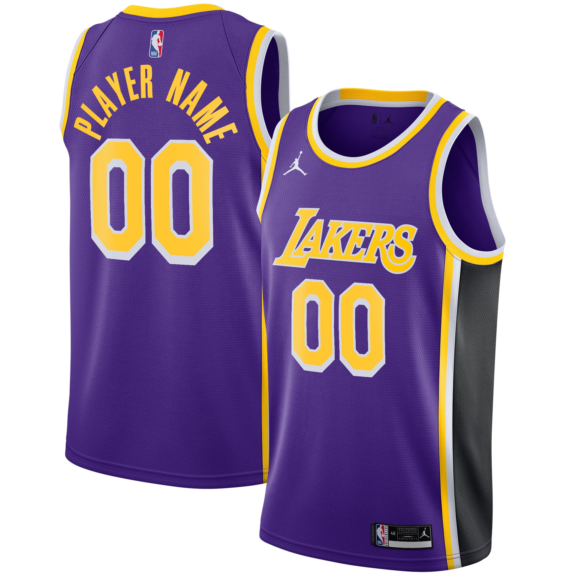 Alternative view of Purple Lakers Jordan Jersey - Custom #00 Throwback