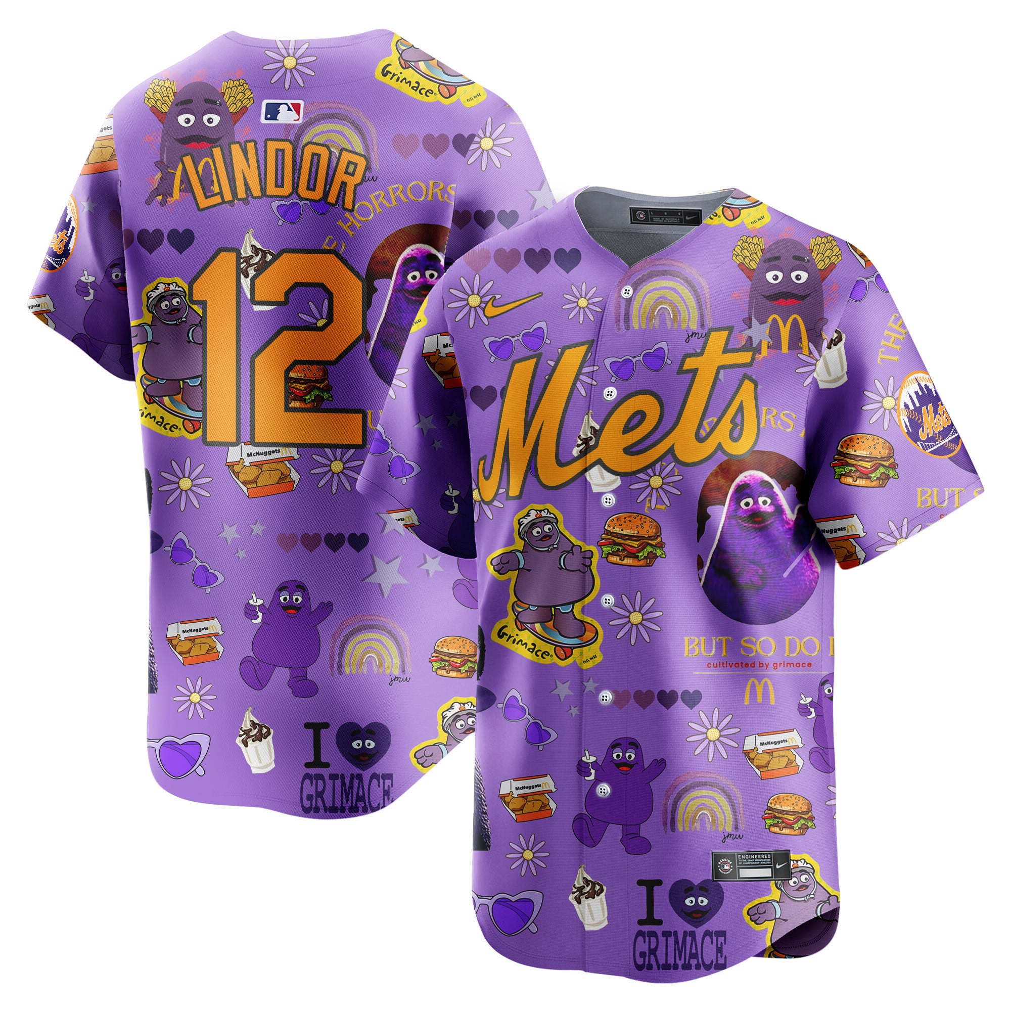 Alternative view of purple limited Nike Mets Grimace Jersey - Nike Mets Grimace Purple