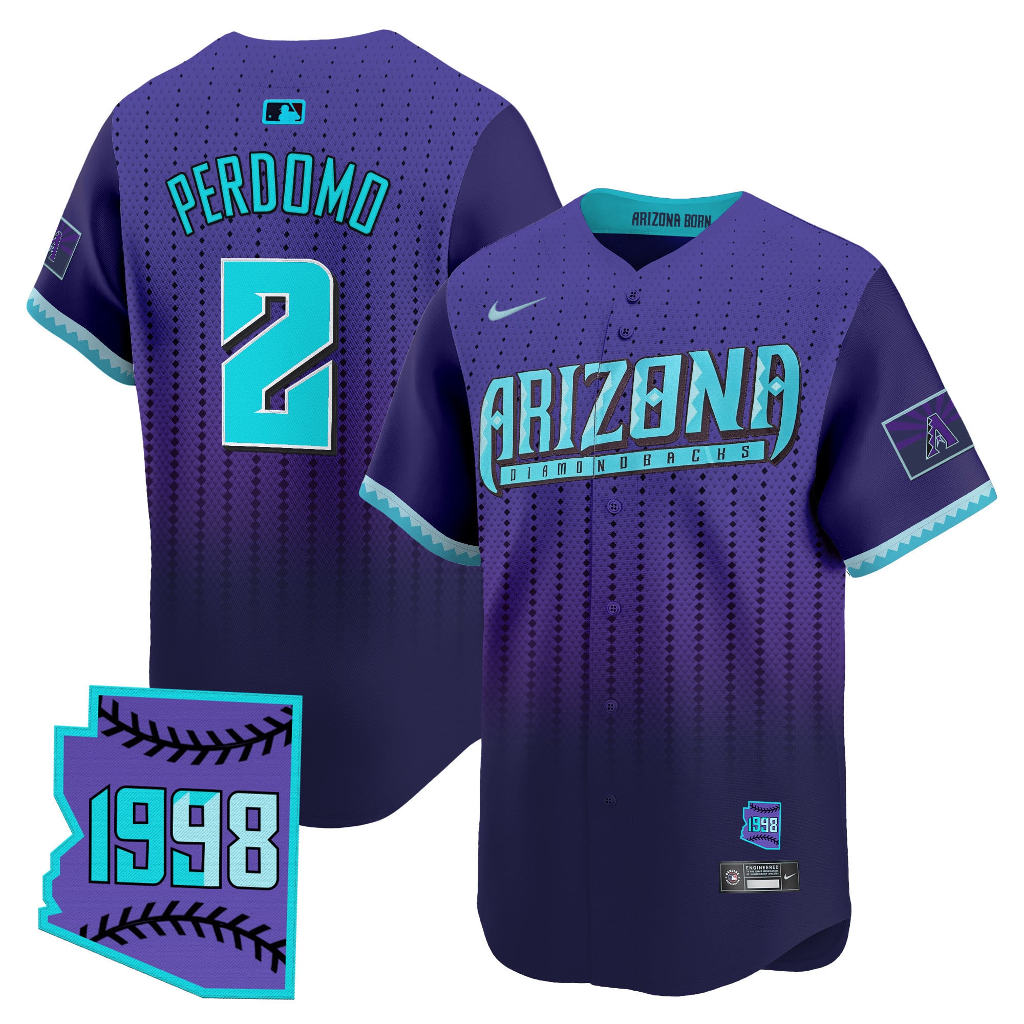 Alternative view of purple Nike Carroll D-backs Jersey - Nike Carroll D-backs Jersey