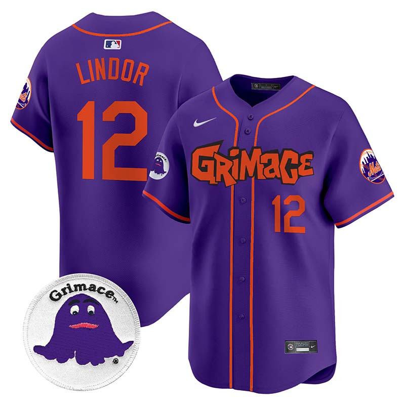 Alternative view of purple Nike Grimace Mets Jersey - Nike Grimace Mets Jersey - Purple