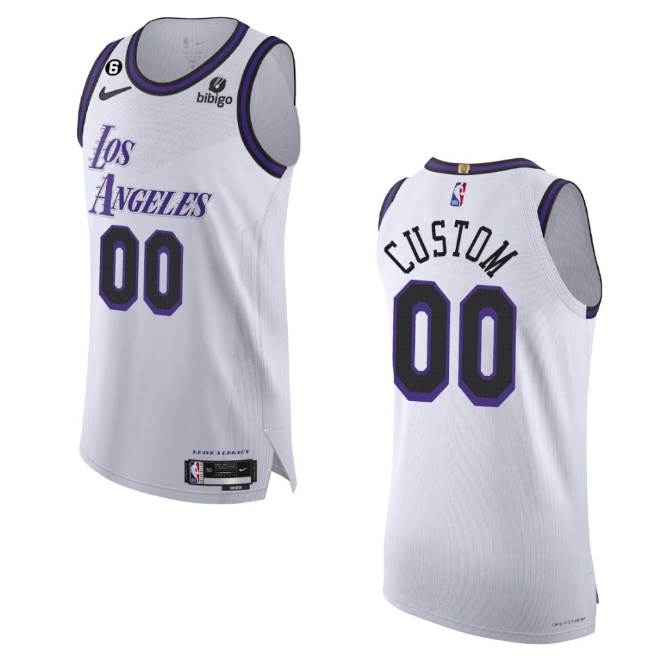 purple Nike Lakers White Custom Jersey - Nike Lakers White Custom