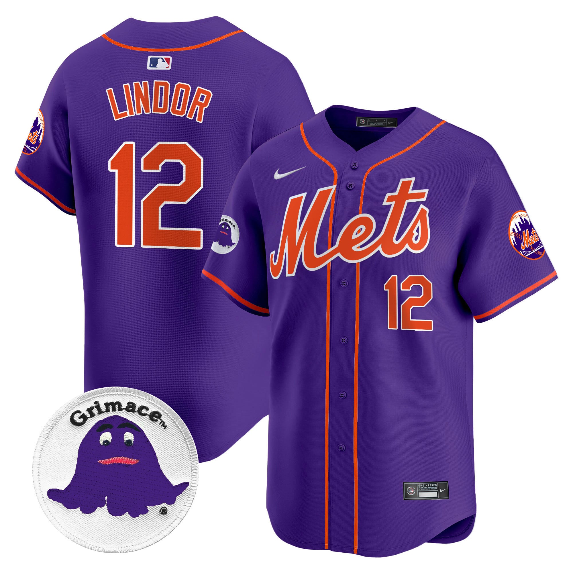 Alternative view of purple Nike Mets Grimace Jersey - Nike Mets Grimace Jersey - Purple