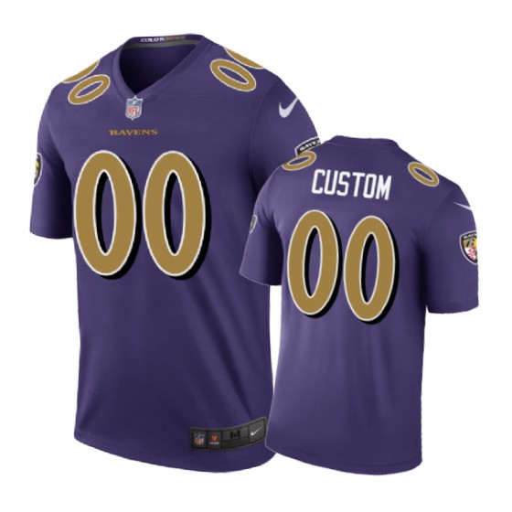 Purple Ravens Custom Jersey - Nike - Gold Numbers