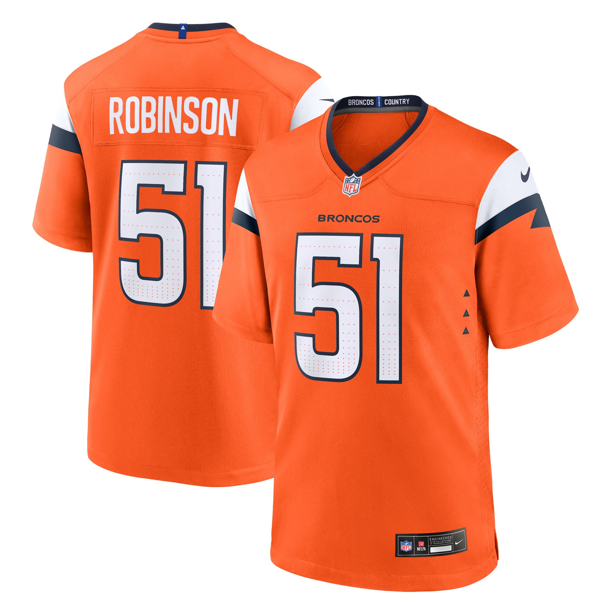 Que Robinson Denver Broncos Team Game Jersey - Orange
