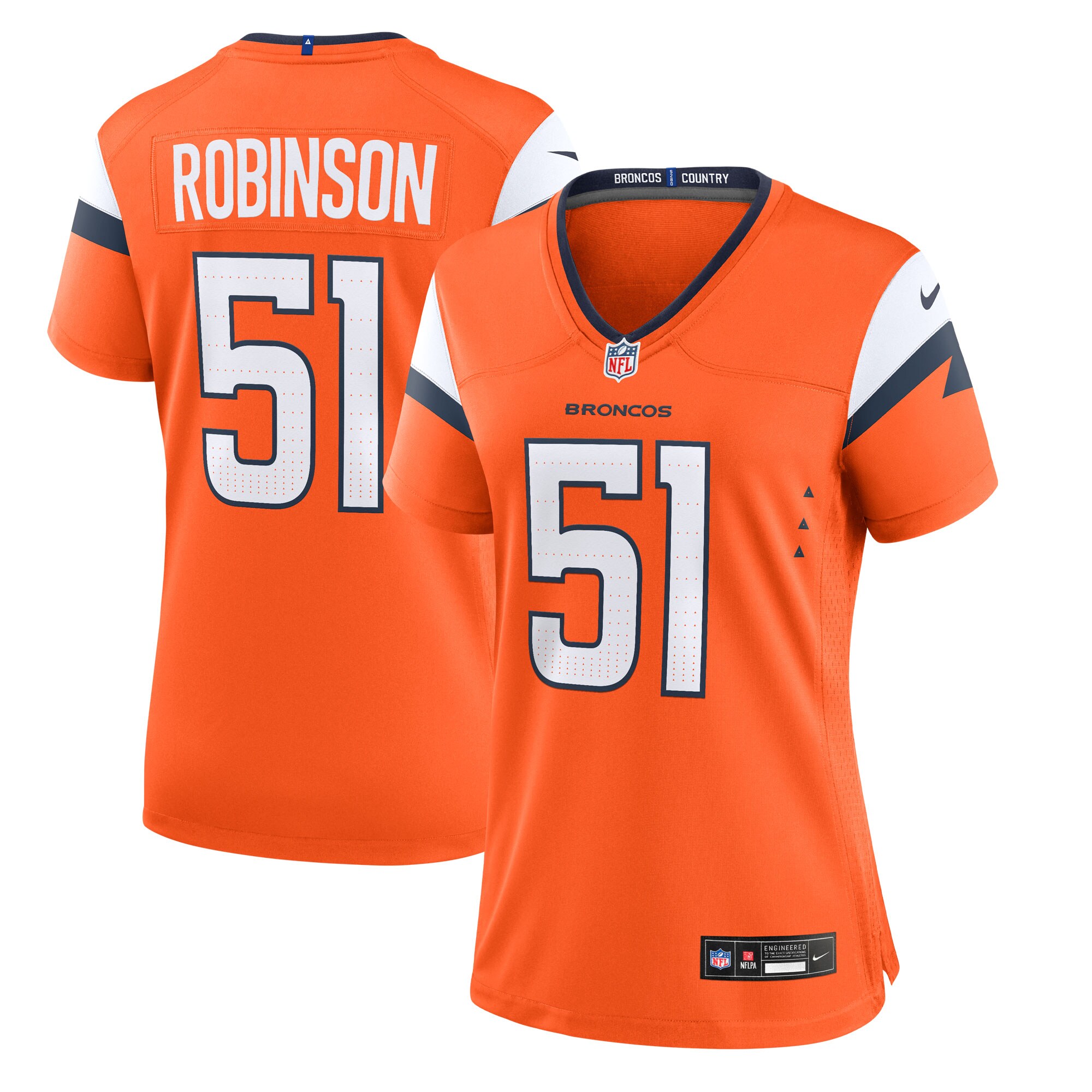 Que Robinson Denver Broncos Women's Team Game Jersey - Orange