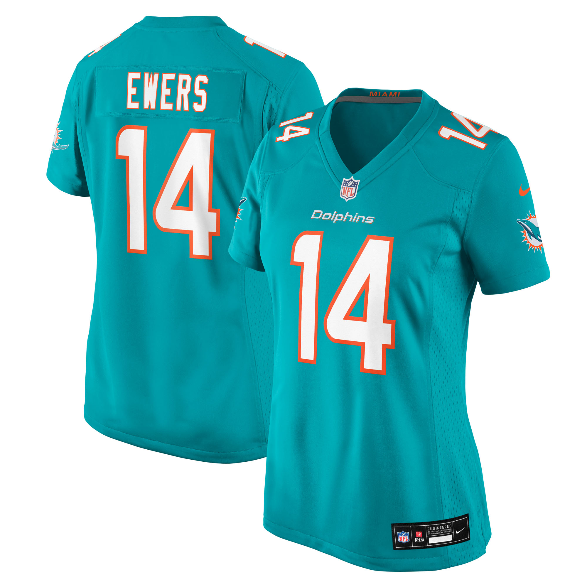 Quinn Ewers Miami Dolphins Women's Team Game Jersey - Aqua