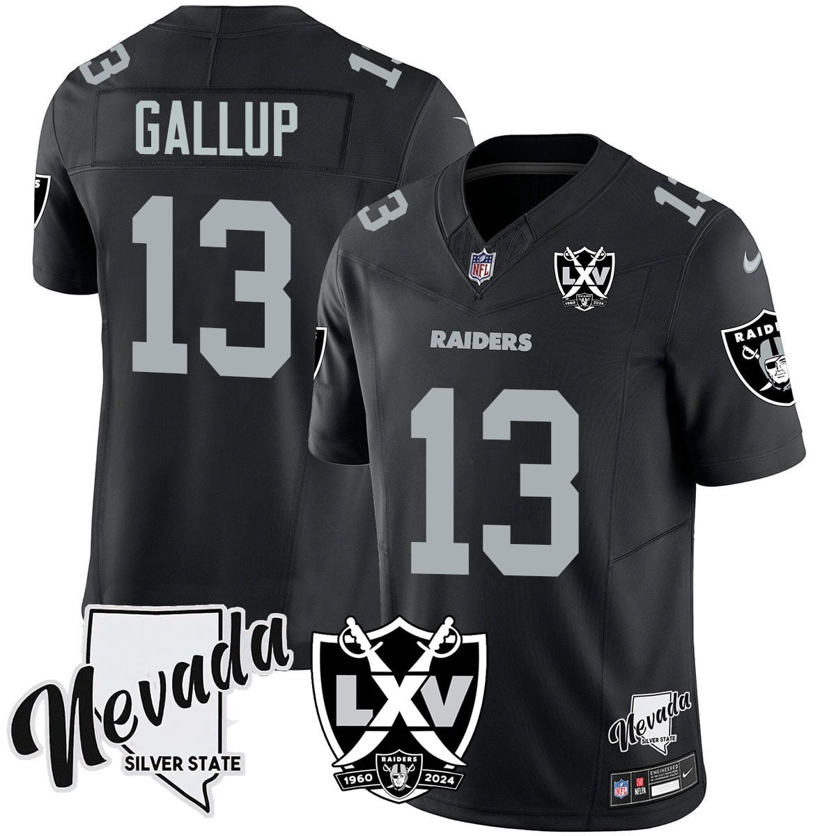Alternative view of Raiders Adams Silver Jersey - Nike Raiders Adams #17 Jersey - Silver