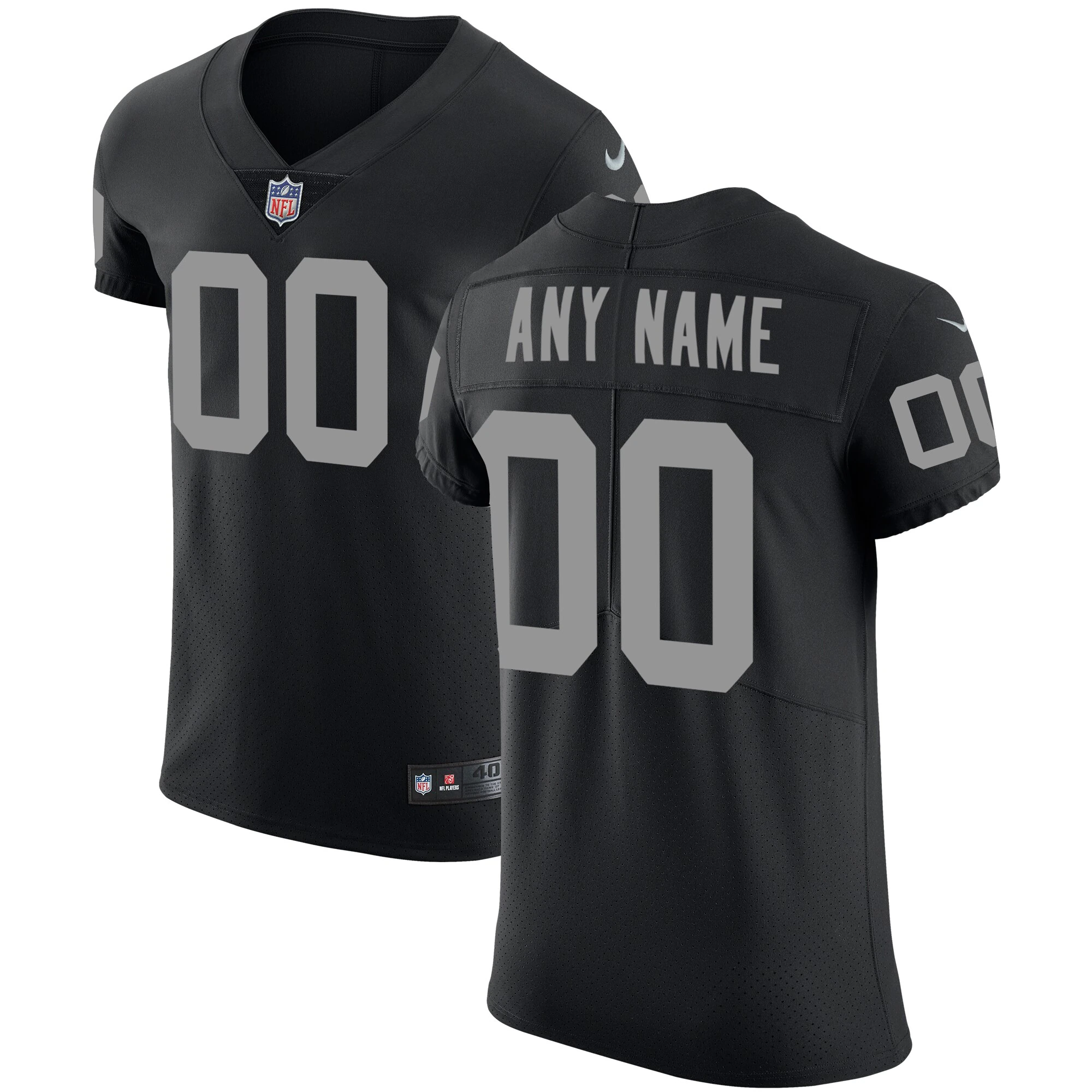 Raiders Black Custom Jersey - Nike - Silver Details